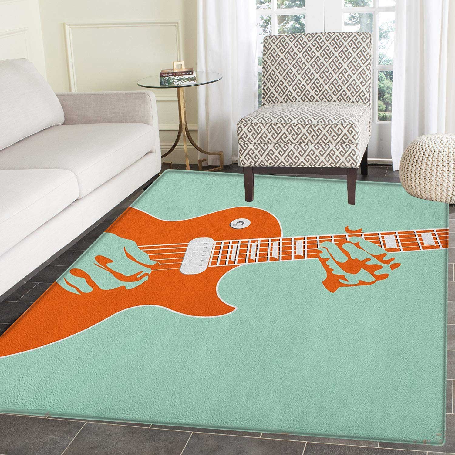 Mint Green Bedroom Decorating Ideas Luxury Amazon Guitar area Rug Carpet Creative Musician Playing