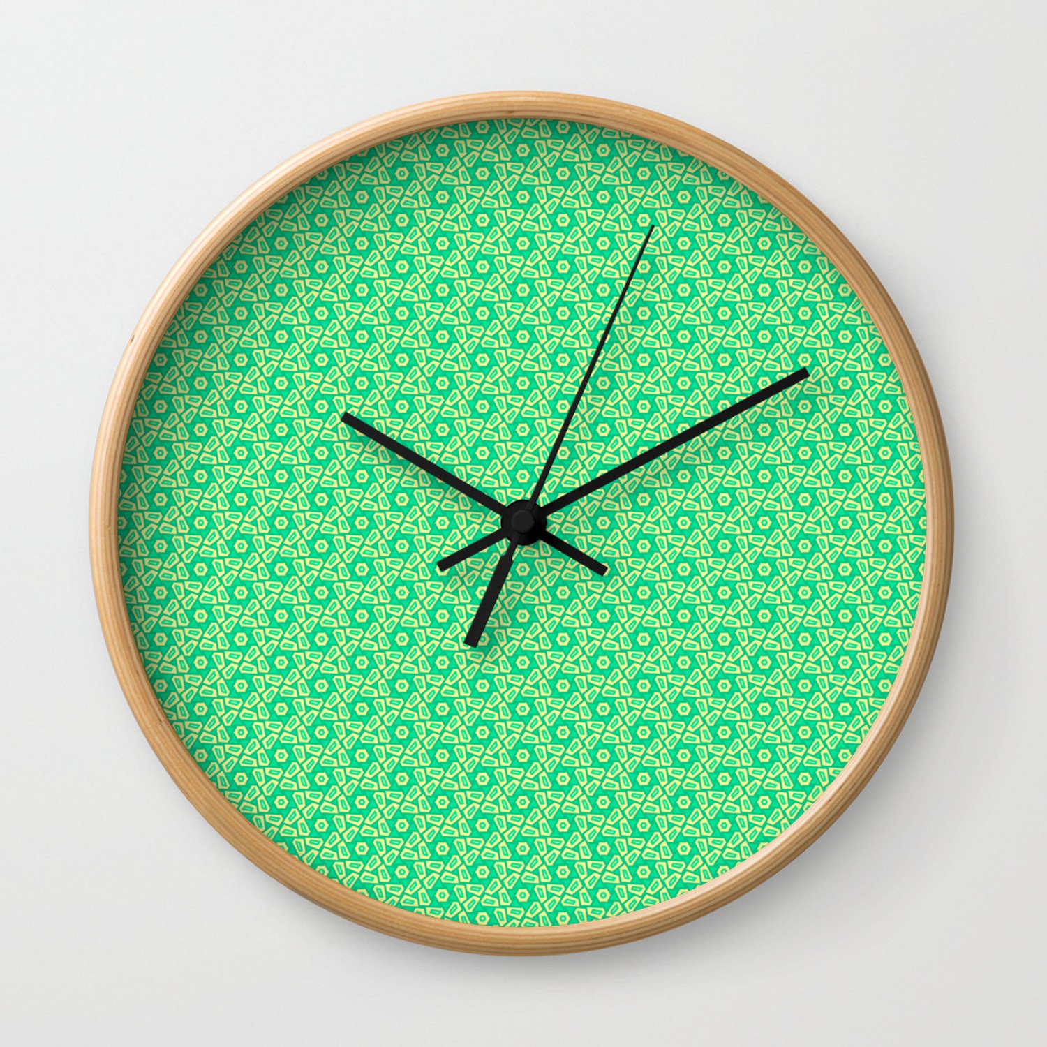 Mint Green Bedroom Walls Awesome Fragmented Turquoise Mint Green Hexagons with butter Cream Yellow Geometric Country Design Pattern Wall Clock