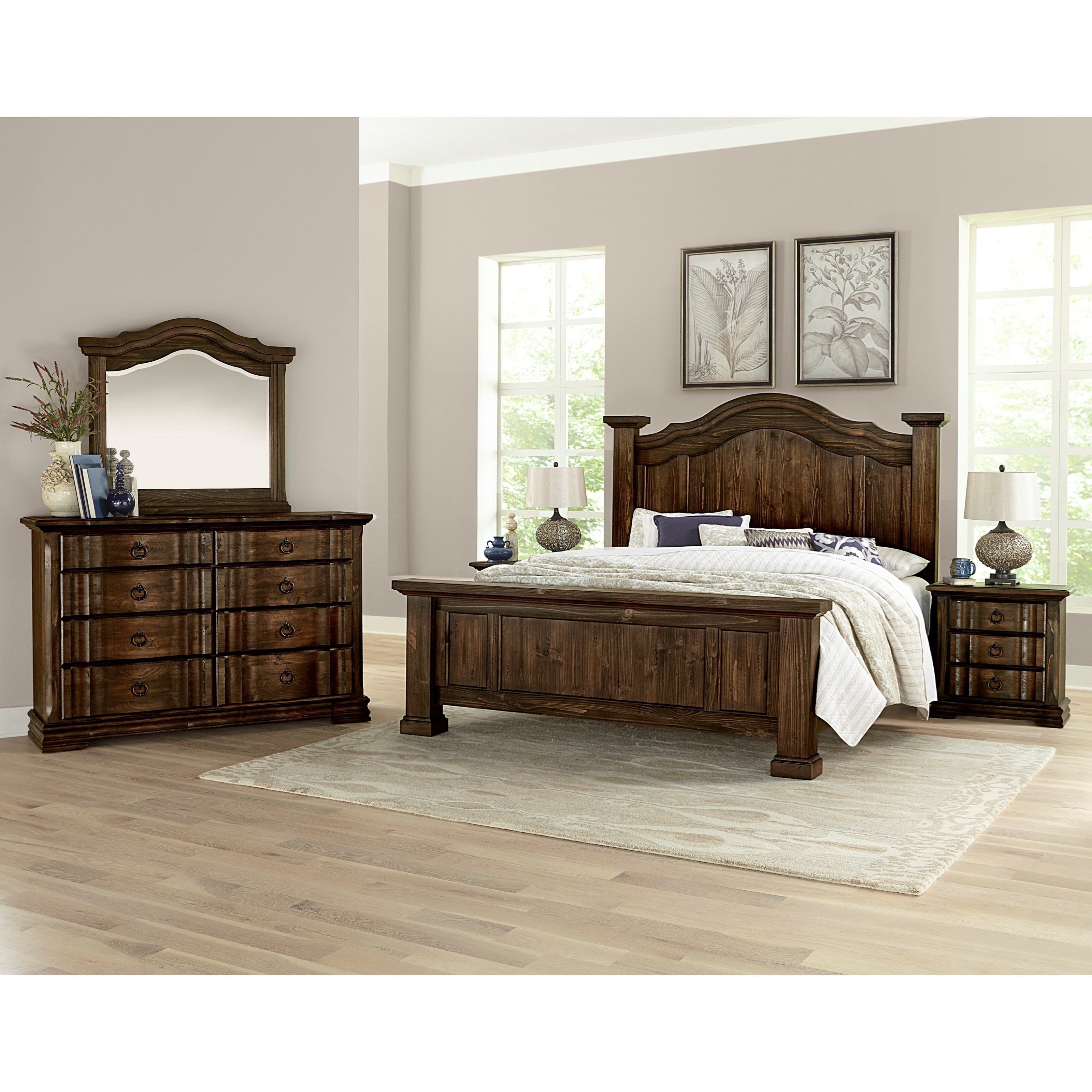 Mirrored Headboard Bedroom Set Luxury Rustic Hills King Bedroom Group by Vaughan Bassett