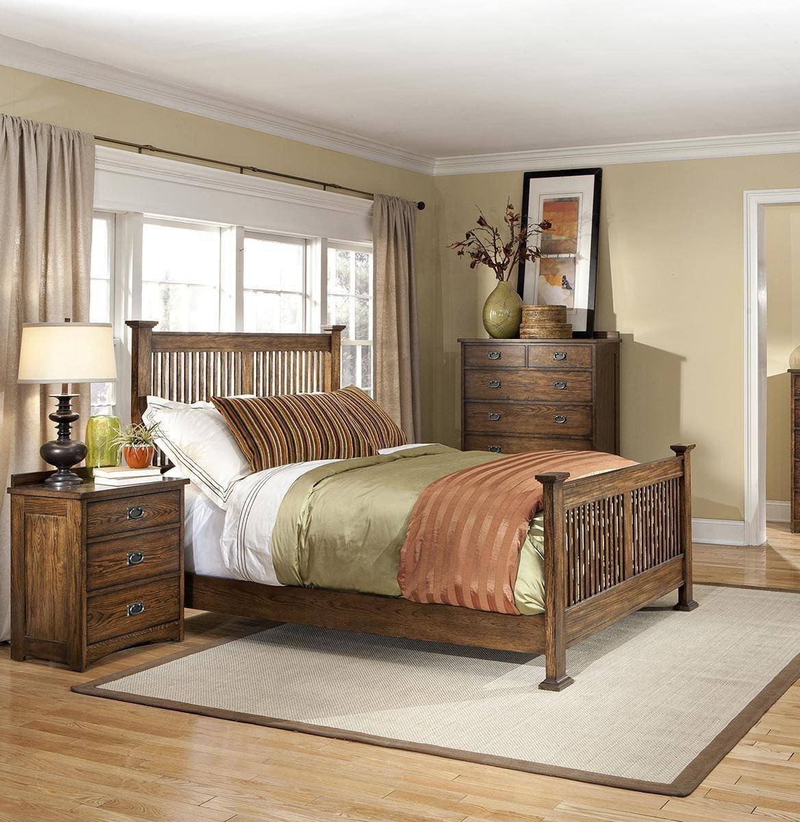 Mission Style Bedroom Furniture New A America Mission Hill King Panel Bed In Brown Harvest Wood