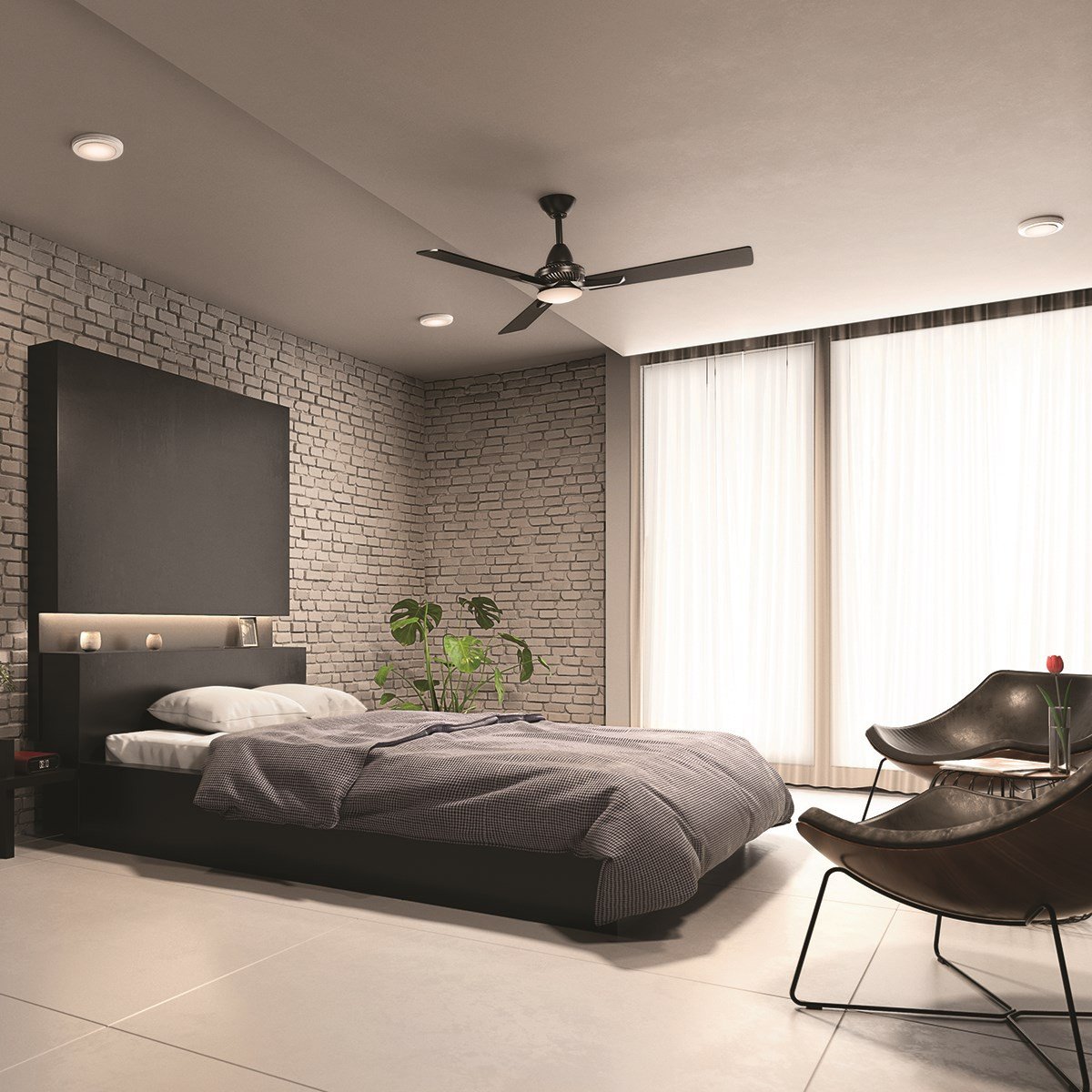 Modern Bedroom Ceiling Fan Lovely 52&quot; Kosmus Led Fan Satin Black