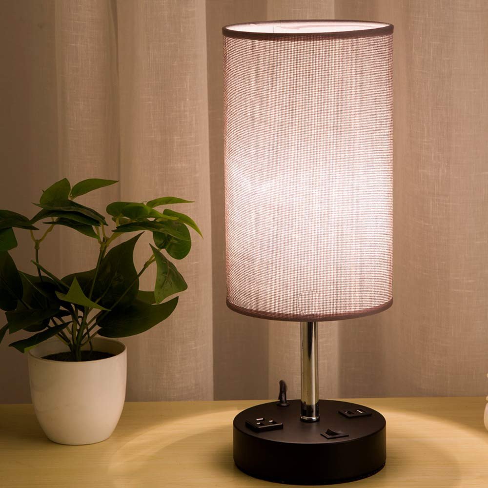 Modern Table Lamp for Bedroom Fresh Bedside Nightstand Lamps with Dual Usb Charging Ports and