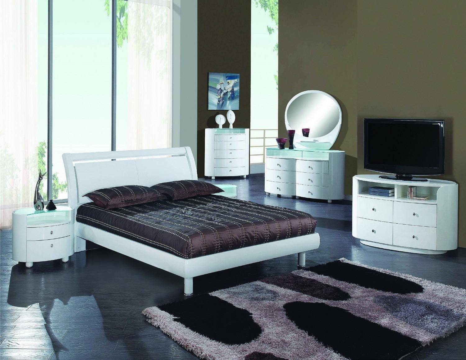 Monte Carlo Bedroom Set Awesome Contemporary White High Gloss Finish Queen Bedroom Set 5pcs