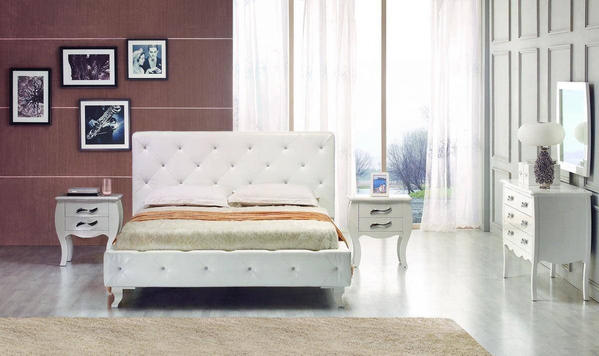 Monte Carlo Bedroom Set Elegant Vig Modrest Monte Carlo White Leatherette Crystals Tufted