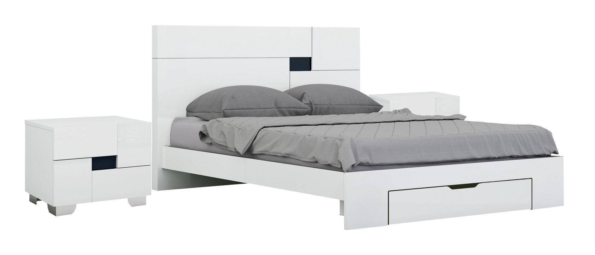 Monte Carlo Bedroom Set Elegant White High Gloss Finish Queen Bedroom Set 3pcs Modern Global