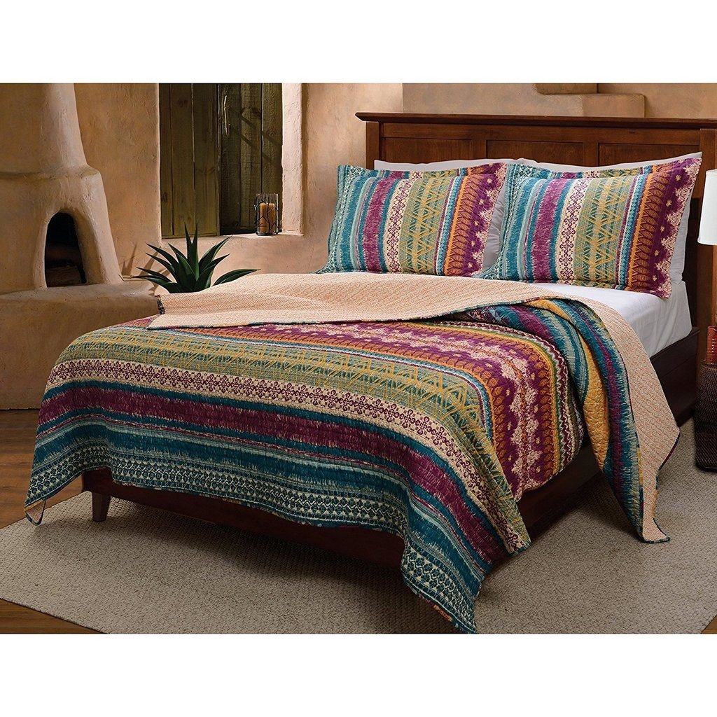 Native American Bedroom Decor Awesome Color Bohemian Stripe Quilt Full Queen Set Horizontal