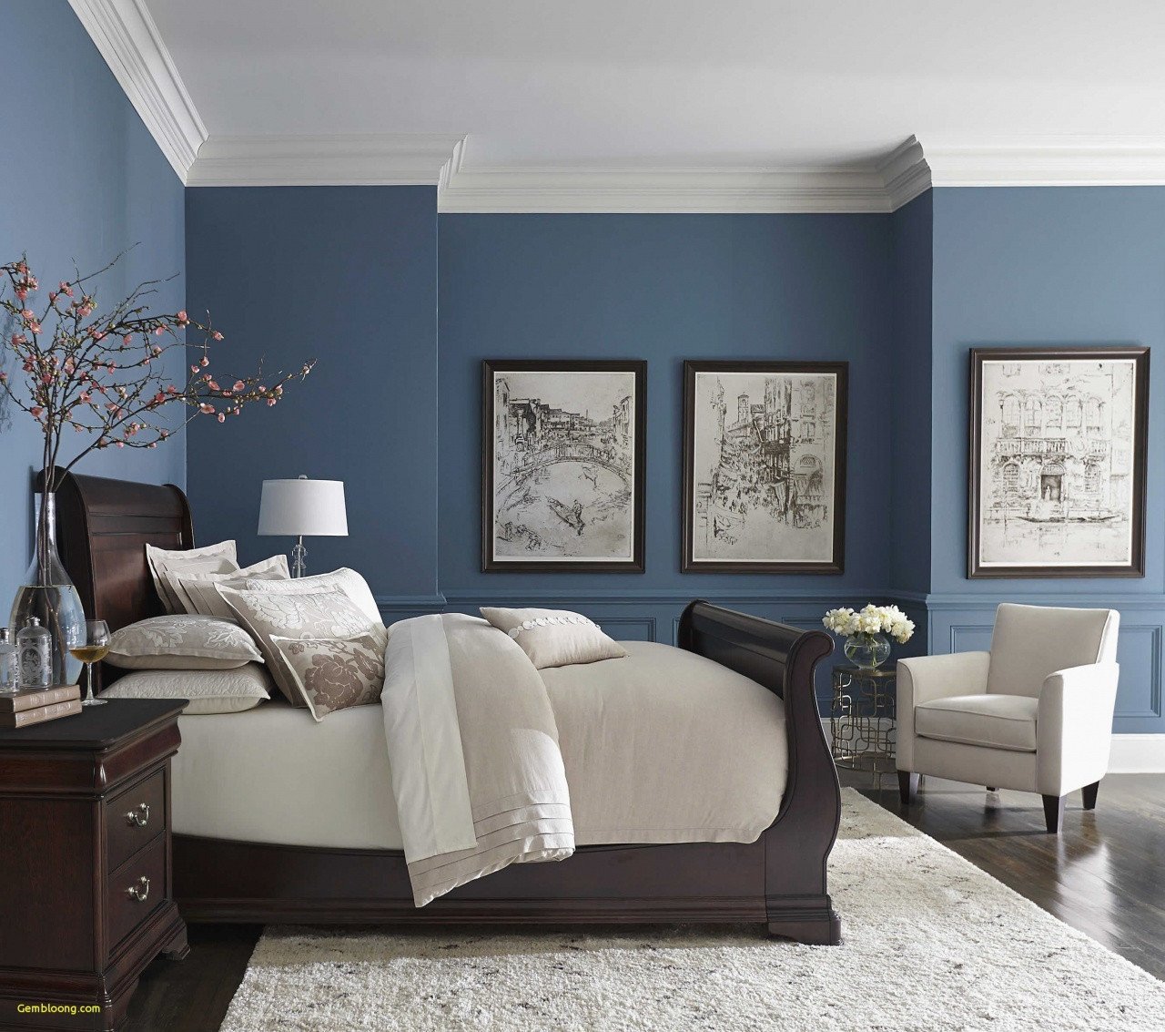 Navy Blue and Yellow Bedroom Elegant Bedroom Colors with Brown Furniture Decorating Ideas for