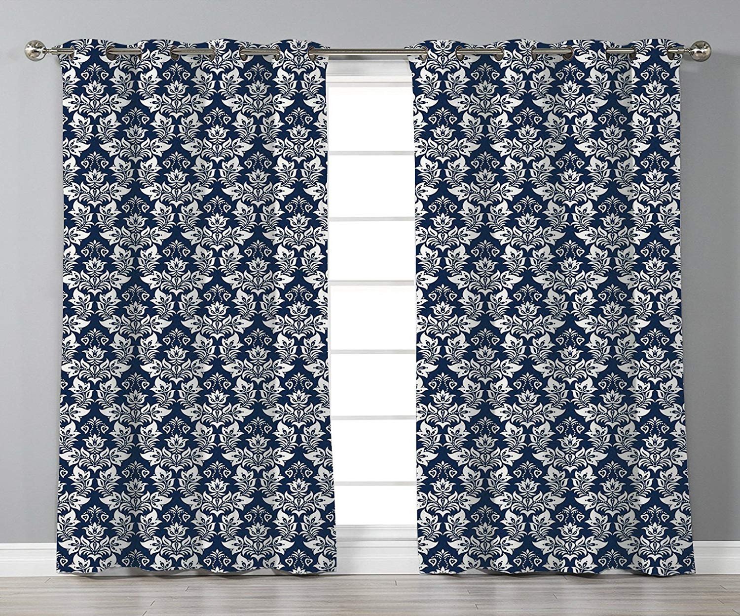 Navy Blue Curtains for Bedroom Awesome Amazon Stylish Window Curtains Damask Antique Floral