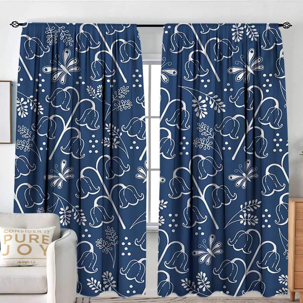 Navy Blue Curtains for Bedroom Elegant Amazon Print Pattern Curtains Navy Blue Tulip Bluebell