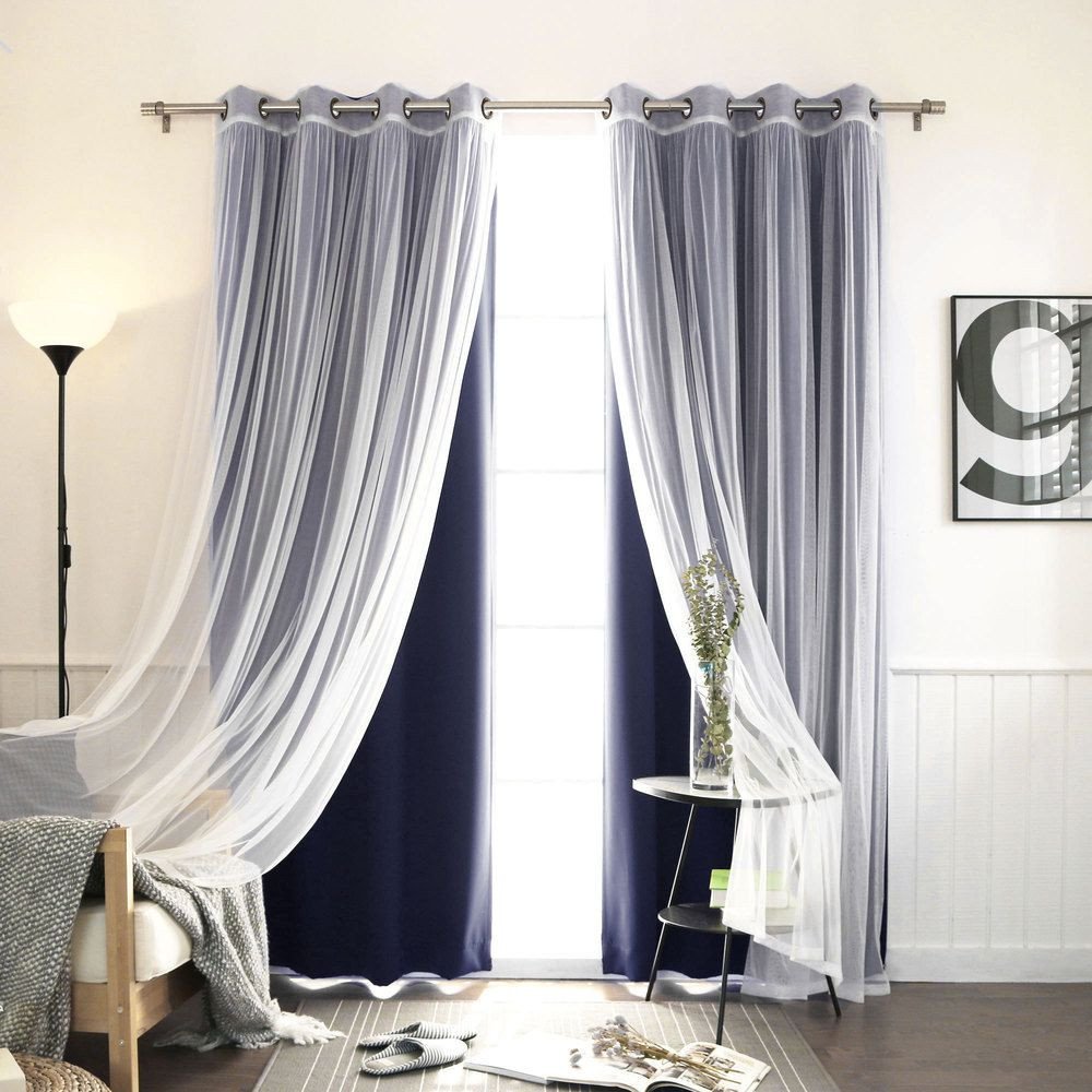 Navy Blue Curtains for Bedroom Elegant Aurora Home Mix &amp; Match Curtains Blackout Tulle Lace Sheer