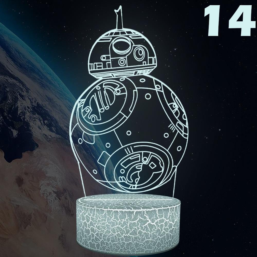 Night Lamp for Bedroom Elegant 3d Night Light Creative Illusion Visual Bb8 Lamp Led Bedroom Decoration