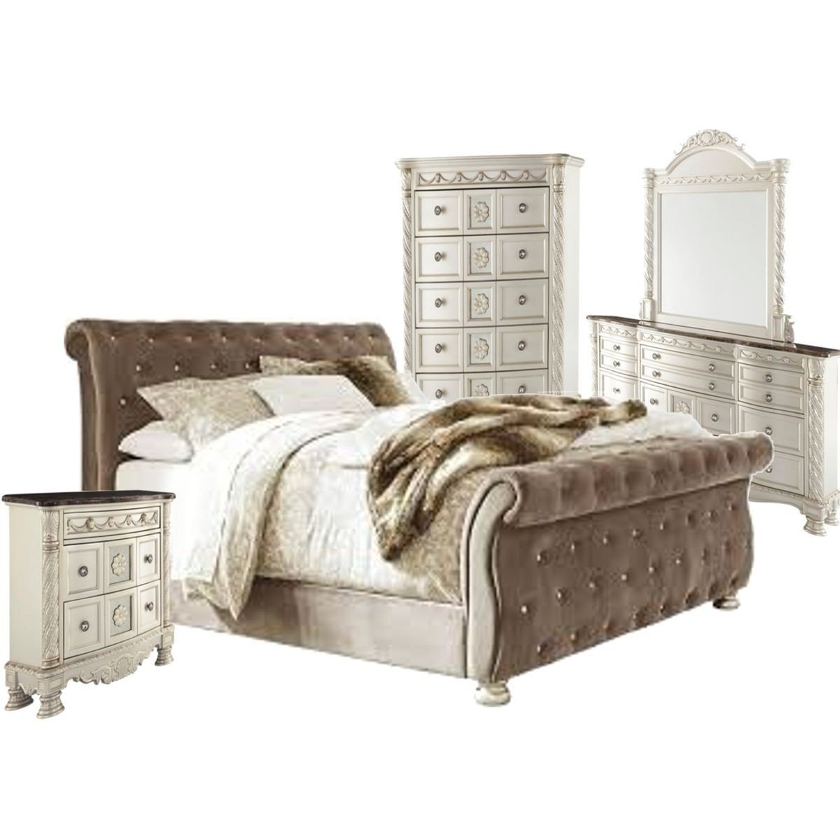 Paula Deen Steel Magnolia Bedroom Set Inspirational ashley Cassimore Upholstered Sleigh Bedroom Set In Pearl Silver