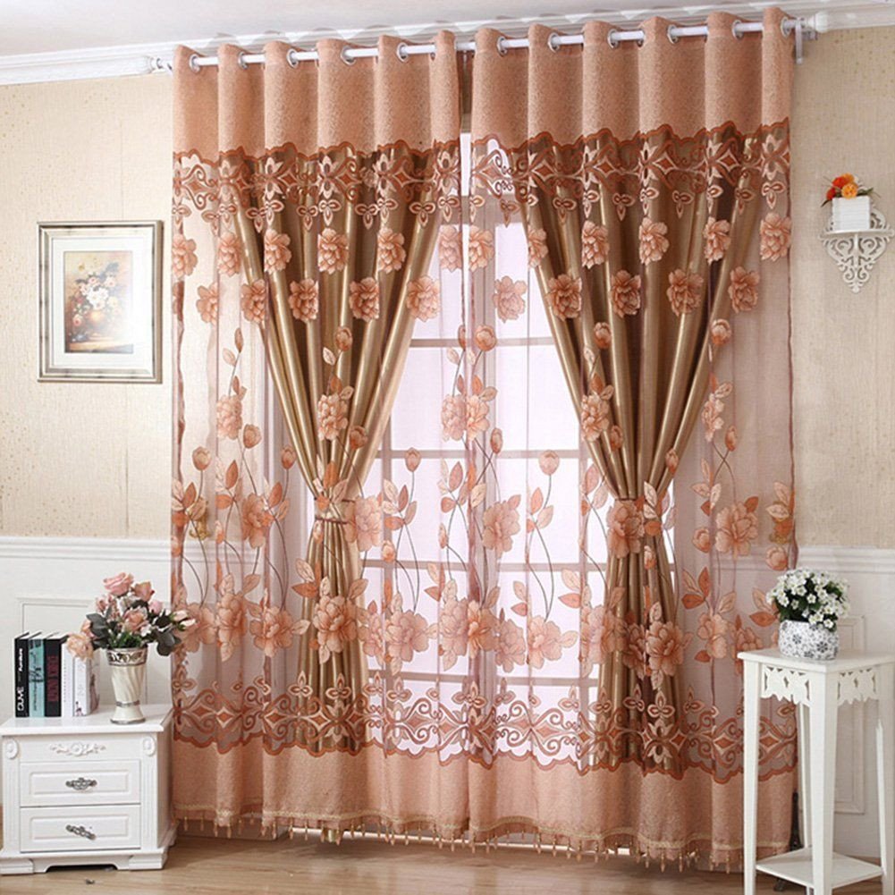 Peach Curtains for Bedroom Beautiful Amazon Molil Door Window Curtain Flower Tulle Drape