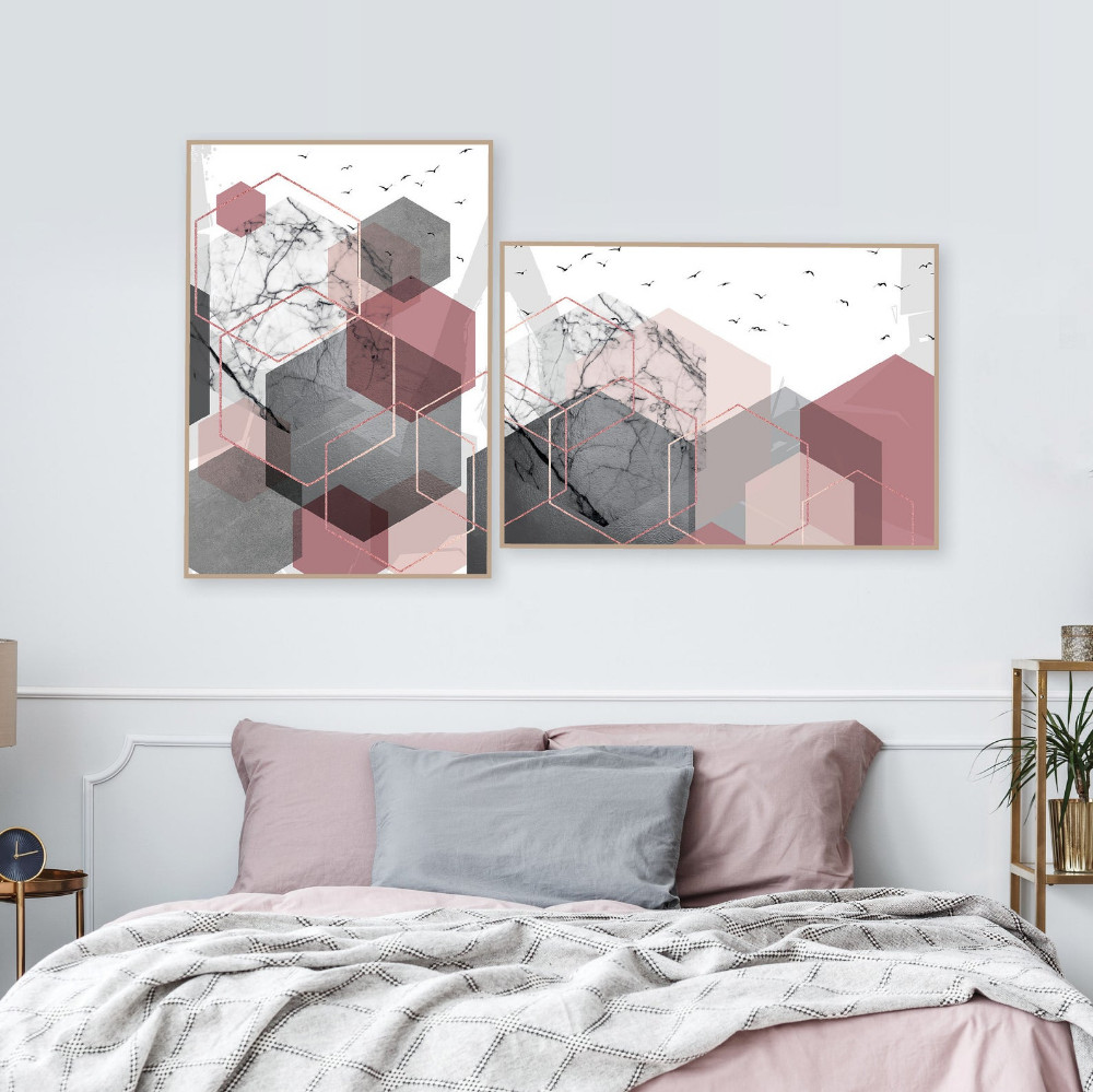 Pink and Gold Bedroom Set Elegant Set Of 2 Printable Blush Pink Grey Rose Gold Geometric Art