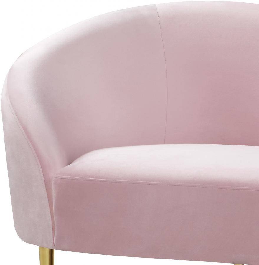 Pink and Gray Bedroom Elegant Pink Velvet Contemporary sofa Loveseat &amp; Chair 3pcs Meridian