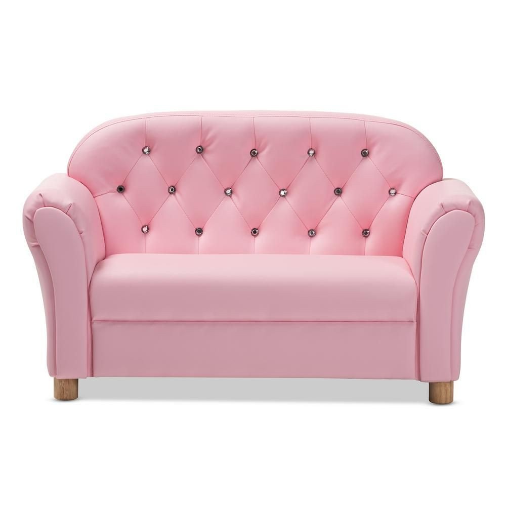 Pink Chair for Bedroom Fresh Baxton Studio Gemma Pink Faux Leather Loveseat