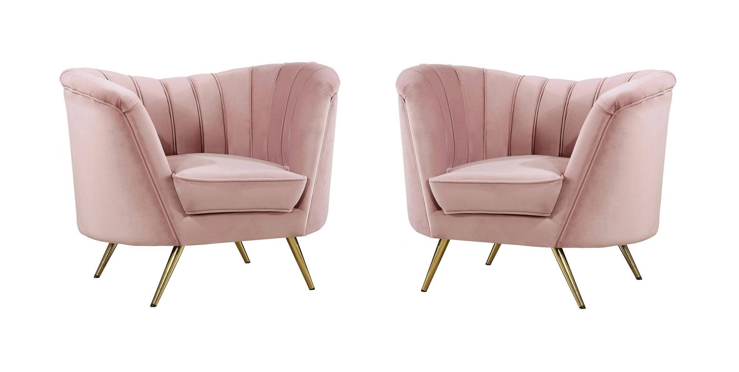 Pink Chair for Bedroom New Meridian Furniture Margo Pink Velvet Gold Stainless Legs Accent Chair Set Of 2