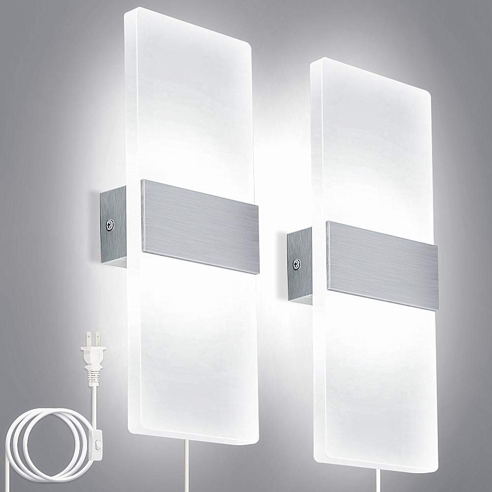 Plug In Wall Light for Bedroom Inspirational Lightess Modern Wall Sconces Plug In 12w Up Down Led Wall Lights Acrylic Wall Lamp for Living Room Bedroom Corridor Cool White Set Of 2