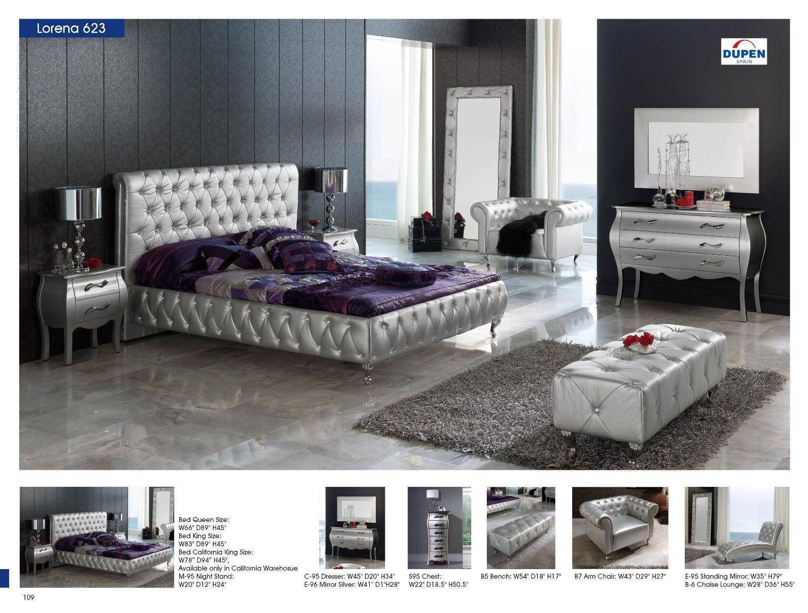 Purple and Silver Bedroom Inspirational Esf 623 Lorena Silver button Tufted Queen Bedroom Set 3