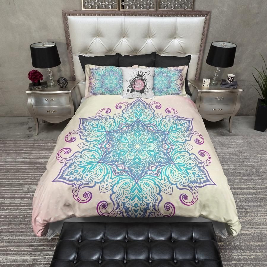 Purple and Teal Bedroom Fresh Boho Blue and Purple Mandala Bedding In 2019