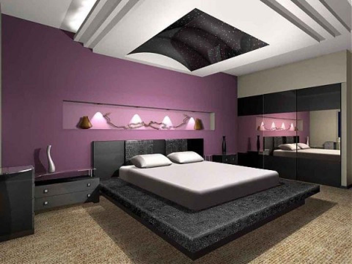 Purple and White Bedroom Luxury 37 Fancy Minimalist Basement