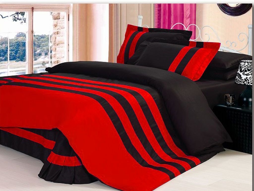 Red and Black Bedroom Set Fresh Xmas 17 7 Pc Stripped Twin Red &amp; Black Duvet Quilt Cover