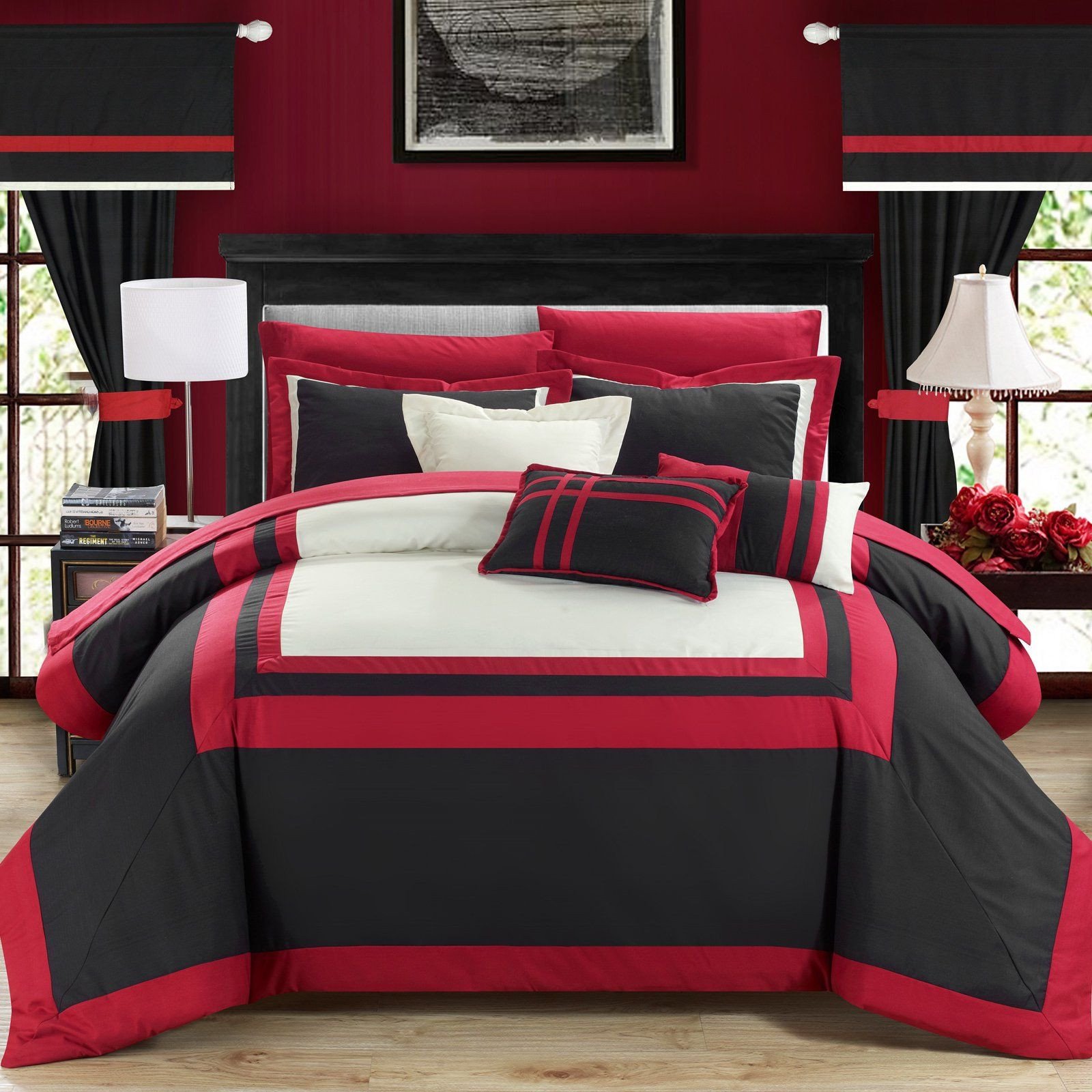 Red and Black Bedroom Set New Christofle 20 Piece Room In A Bag by Chic Home Black