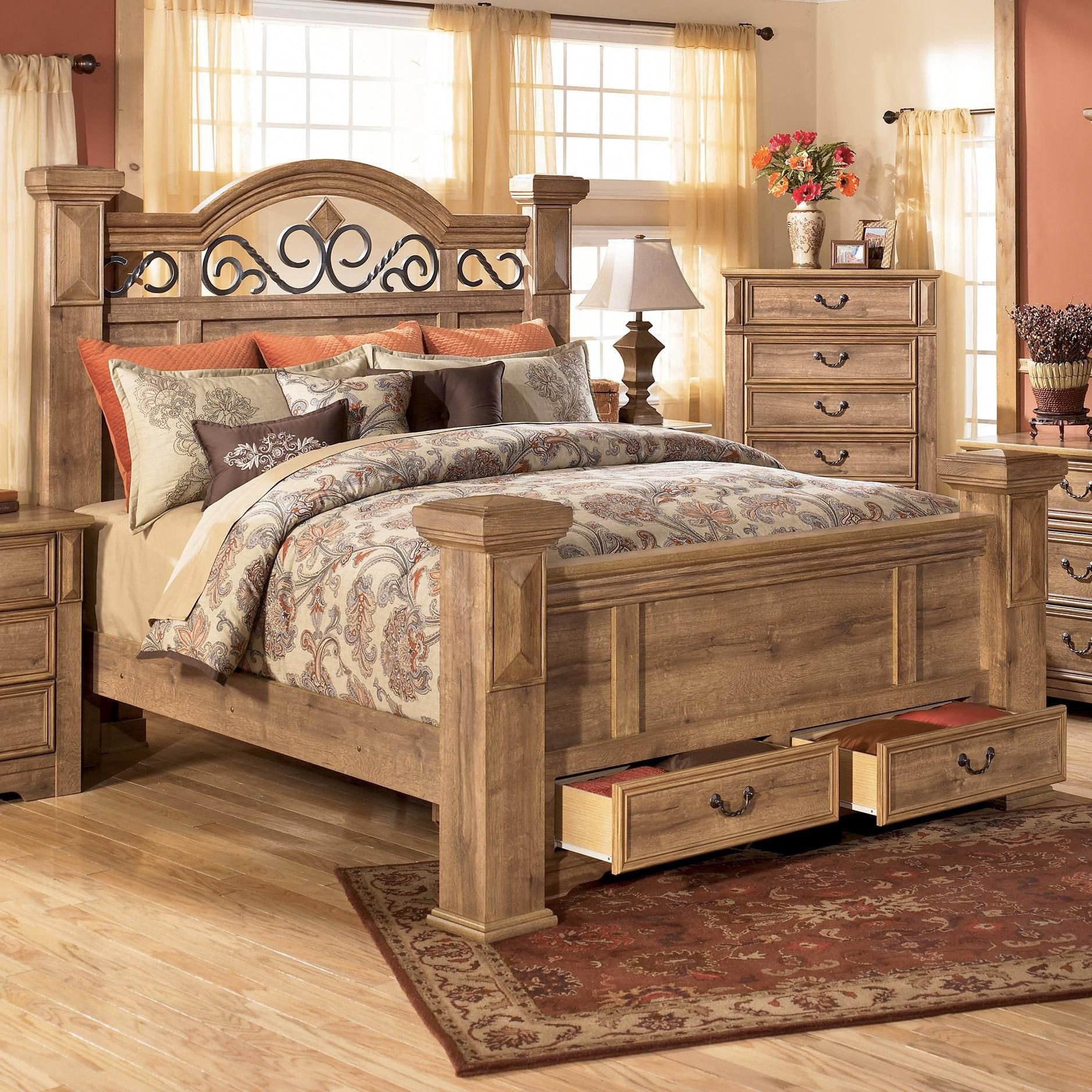 Regency Furniture Bedroom Set New Whimbrel forge King Poster Storage Bed by Signature Design