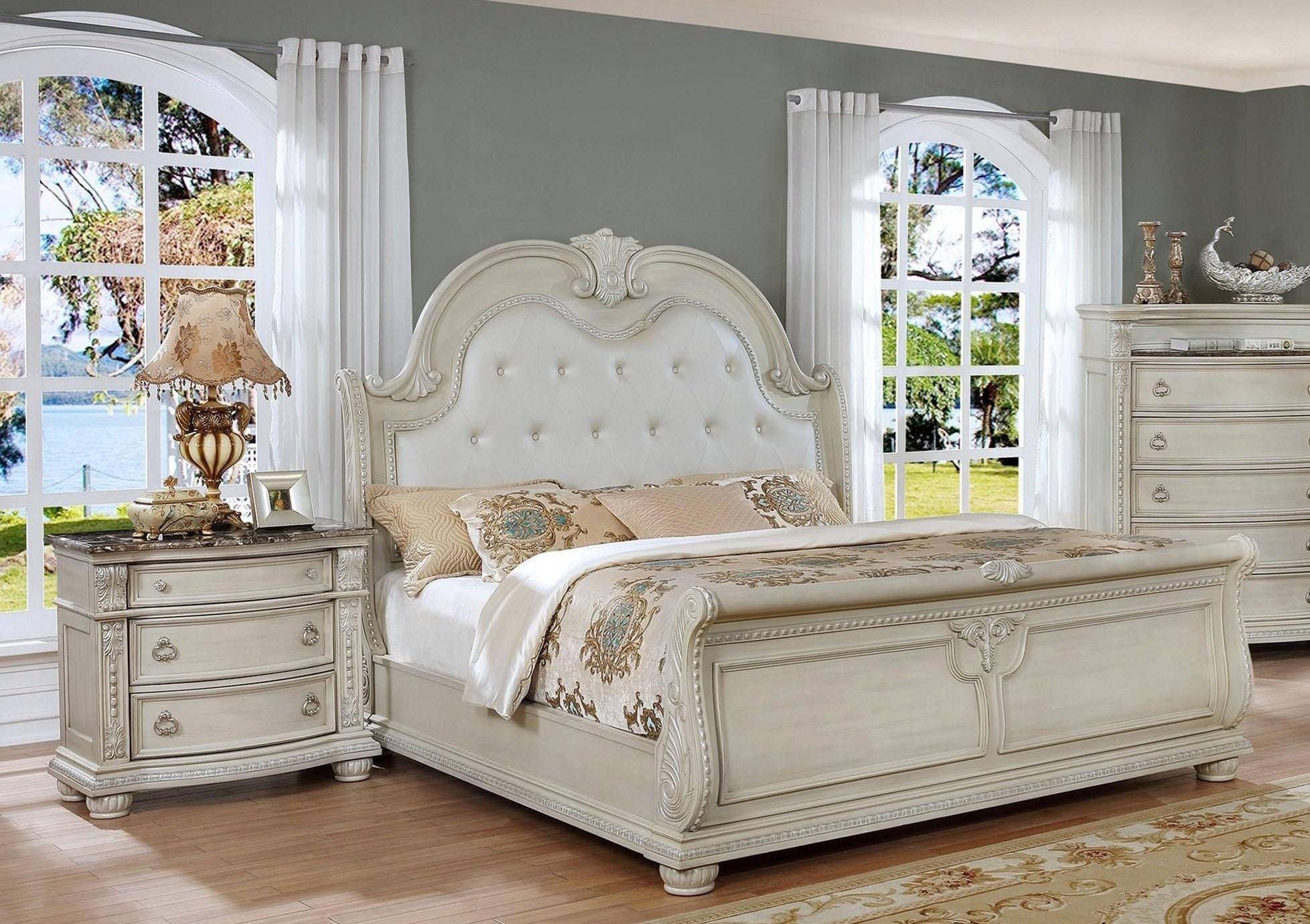 Rooms to Go Bedroom Set King Luxury Crown Mark B1630 Stanley Antique White solid Wood King