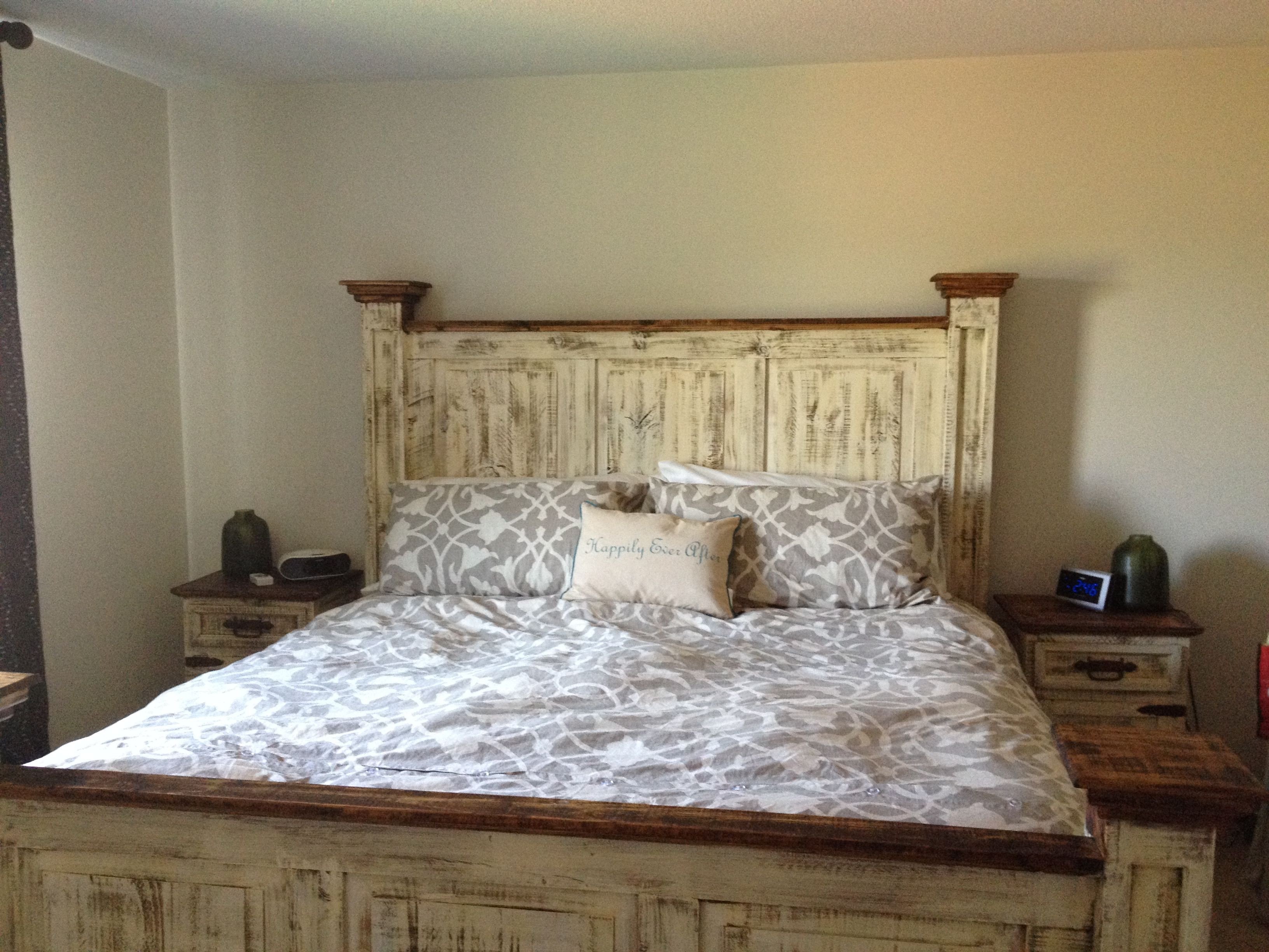 Rustic White Bedroom Set Beautiful Mexican Pine White Wash Antiqued Tall Headboard Queen Bed