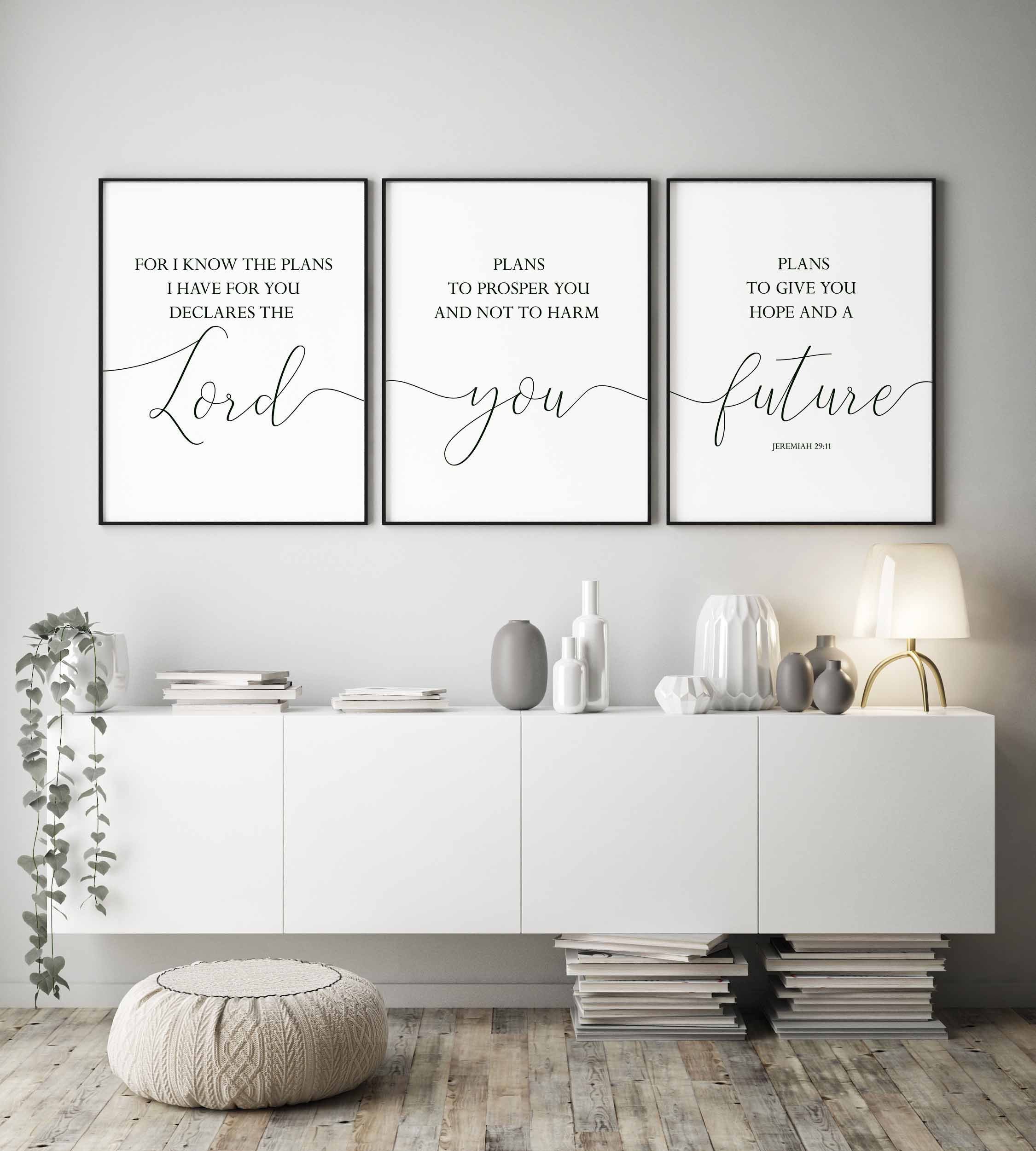 Signs for Bedroom Walls Inspirational for I Know the Plans I Have for You Print Bible Verse Wall