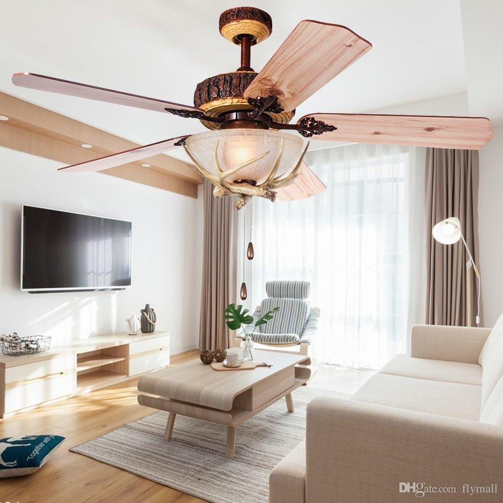 Silent Fan for Bedroom Unique 2019 Rustic Ceiling Fan 52inch Indoor Home Decoration Living Room Antlers Silent Industrial Fans Chandelier Vintage Pendant Light Wood Blades From