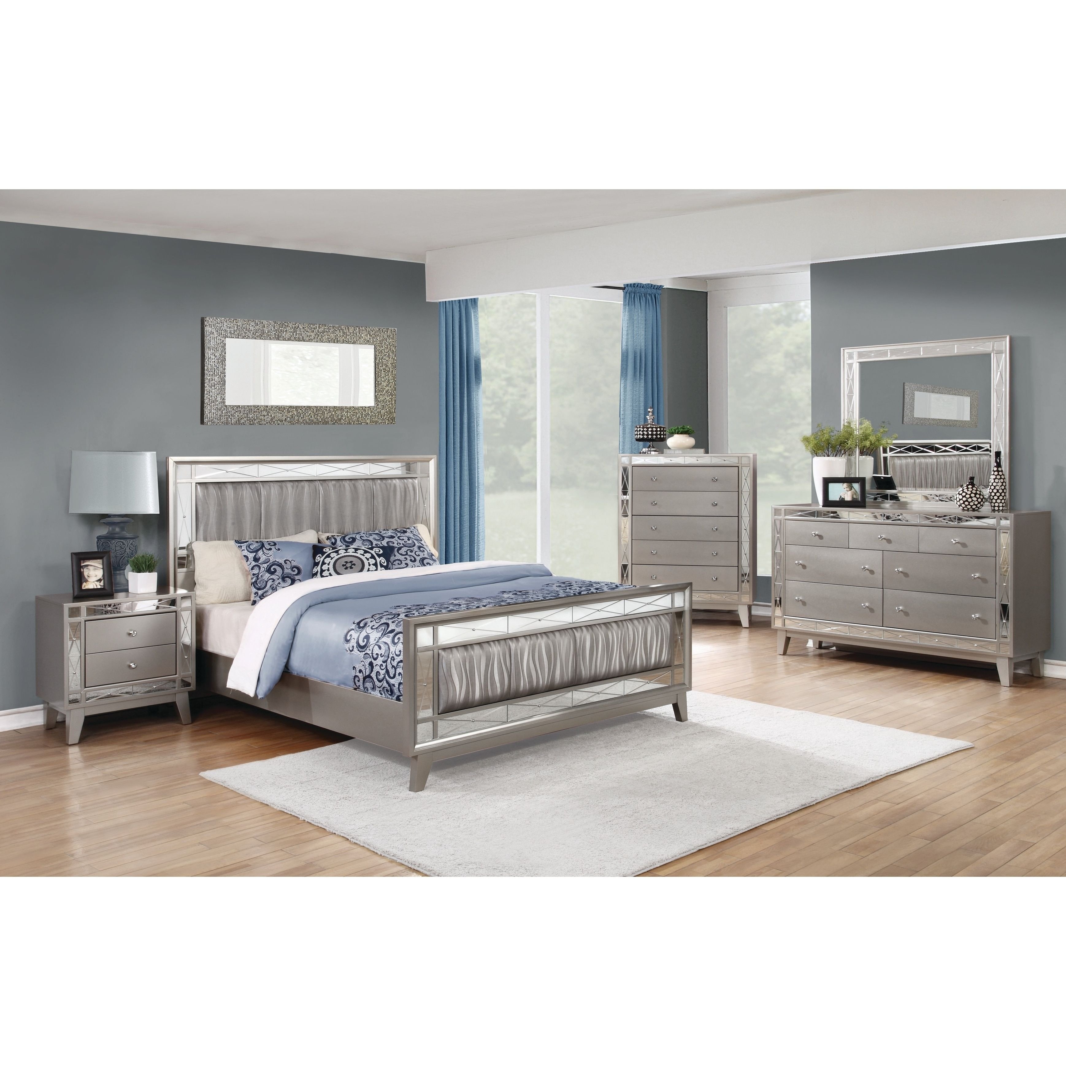 Silver Grey Bedroom Furniture Awesome Silver orchid Barriscale Contemporary Metallic 5 Piece