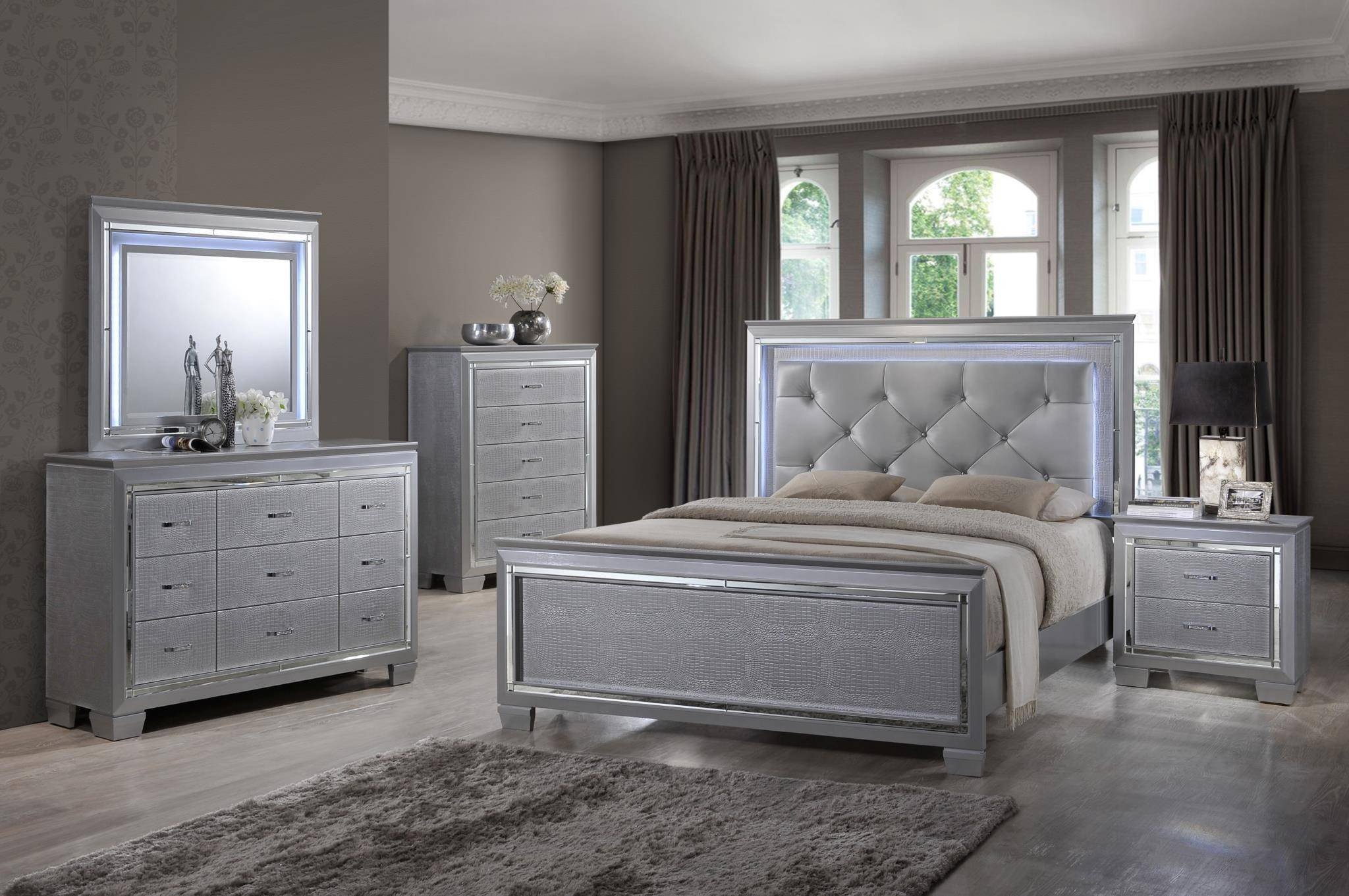 Silver Grey Bedroom Furniture Elegant Myco Furniture Ma700 K Martina Silver Diamond Tufted King