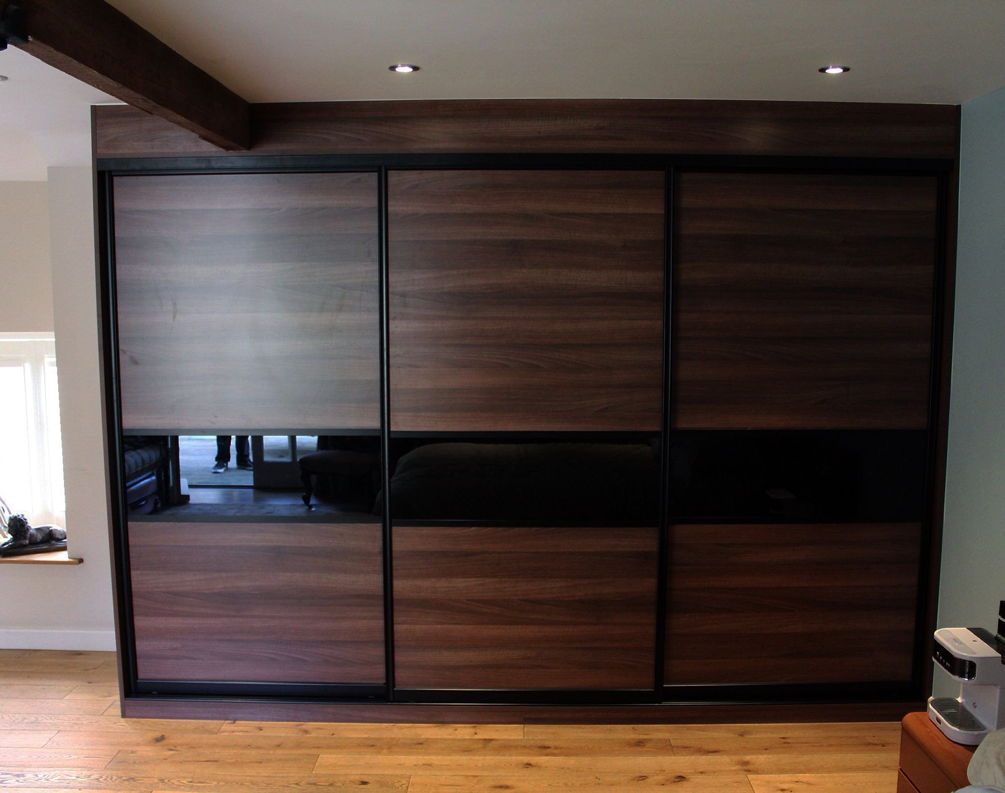 Sliding Doors for Bedroom Fresh Just Installed A Beautiful Walnut and Black Glass Bedroom