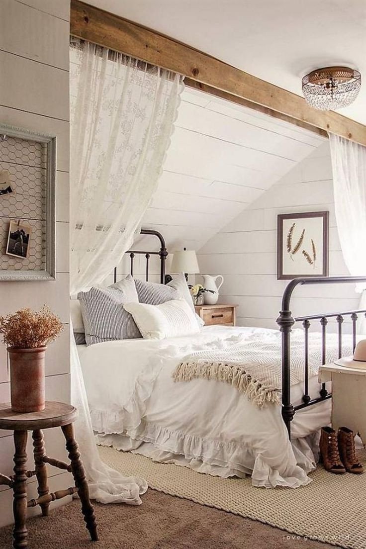 Sloped Ceiling Bedroom Ideas Unique 60 Romantic Rustic Farmhouse Master Bedroom Decorating