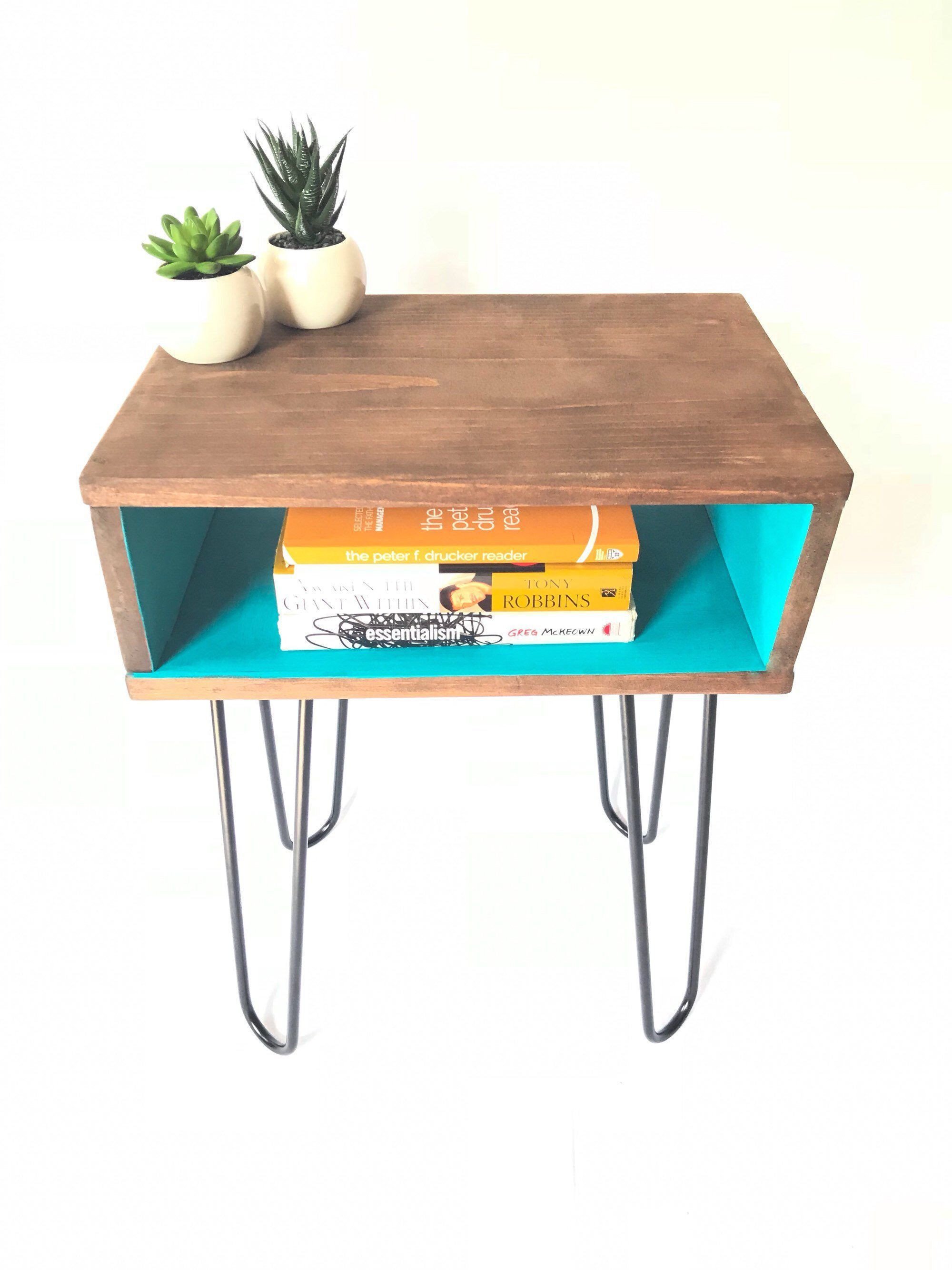 Small Bedroom Side Tables Unique Industrial Hairpin Nightstand