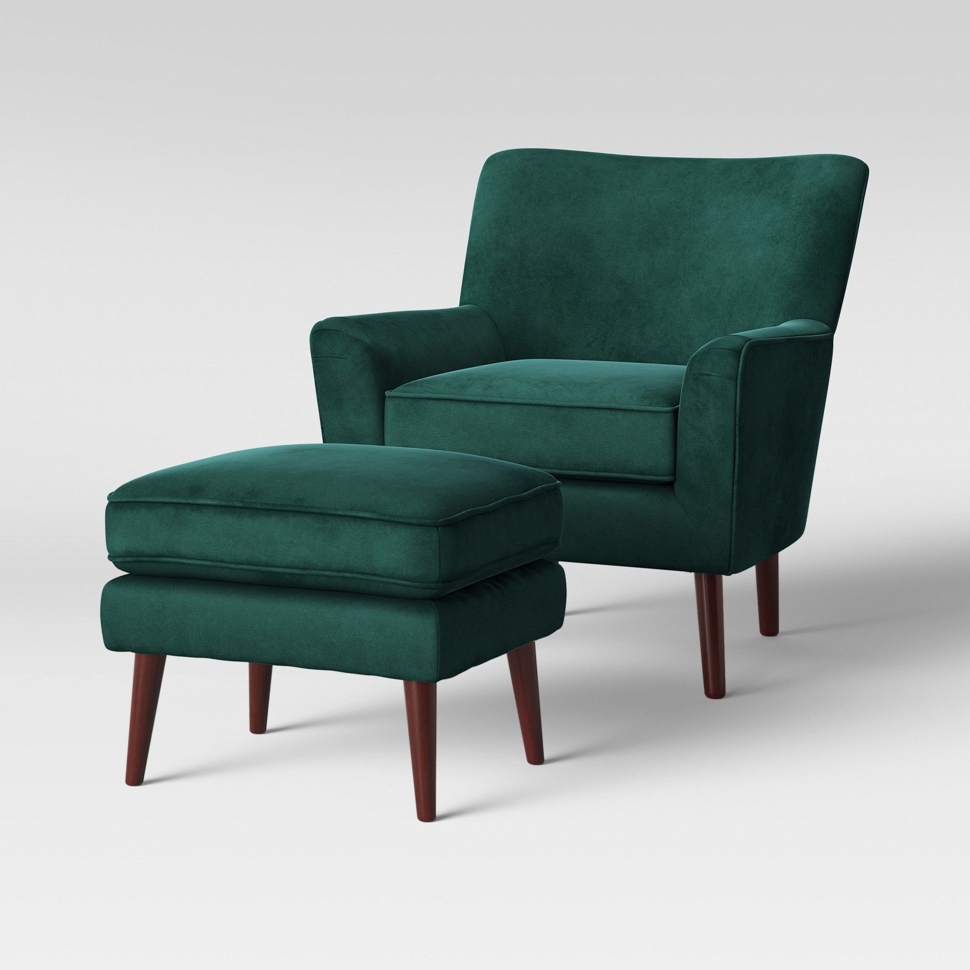 Small Comfy Chair for Bedroom Lovely 2pc Englund Chair and Ottoman Dark Green Velvet Project 62