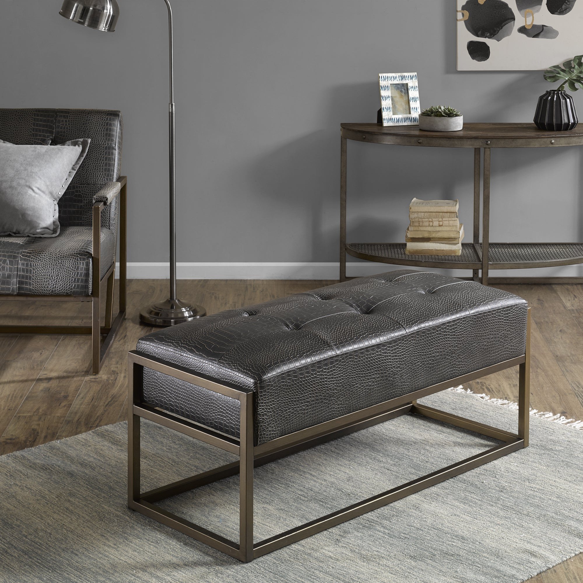 Small Storage Bench for Bedroom Unique Strick &amp; Bolton normani Brown Faux Leather Upholstered Antique Bronze Metal Bench