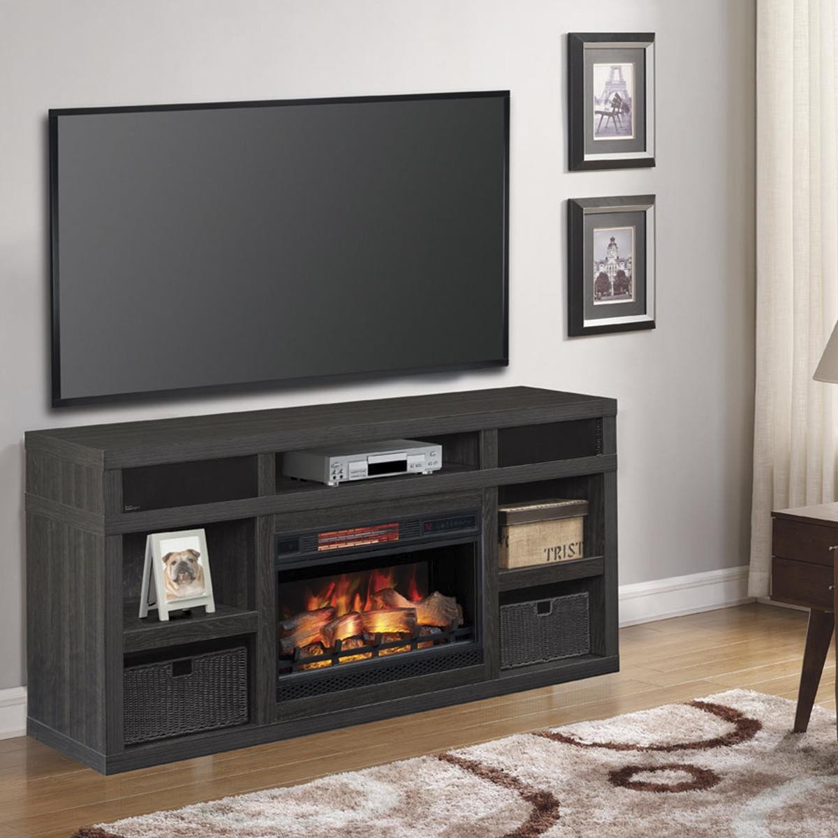 Small Tv for Bedroom New Fabio Flames Greatlin 64&quot; Tv Stand In Black Walnut