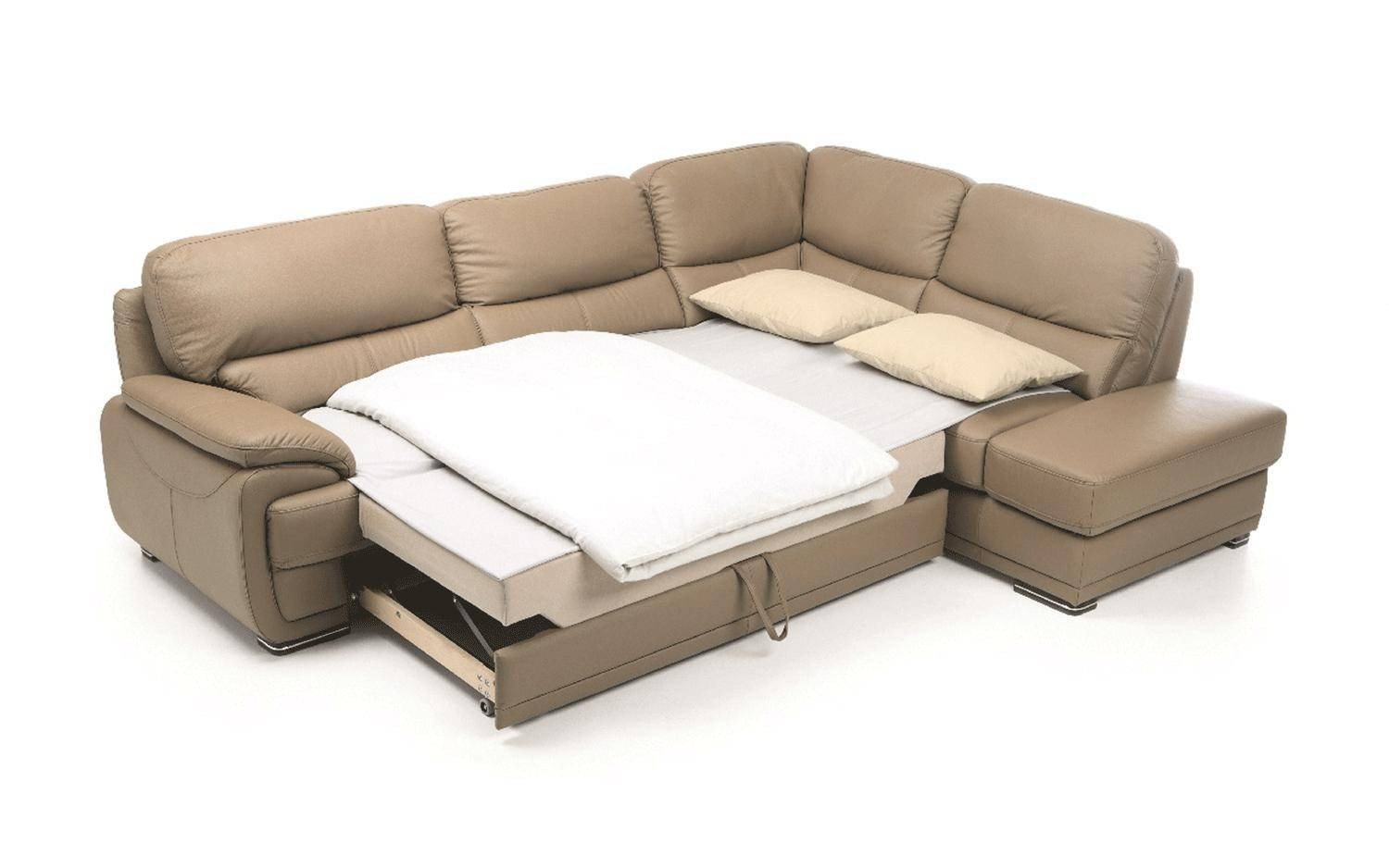 Sofa Bed for Bedroom Inspirational Chic Beige Full Leather Sectional sofa Bed W Storage Modern