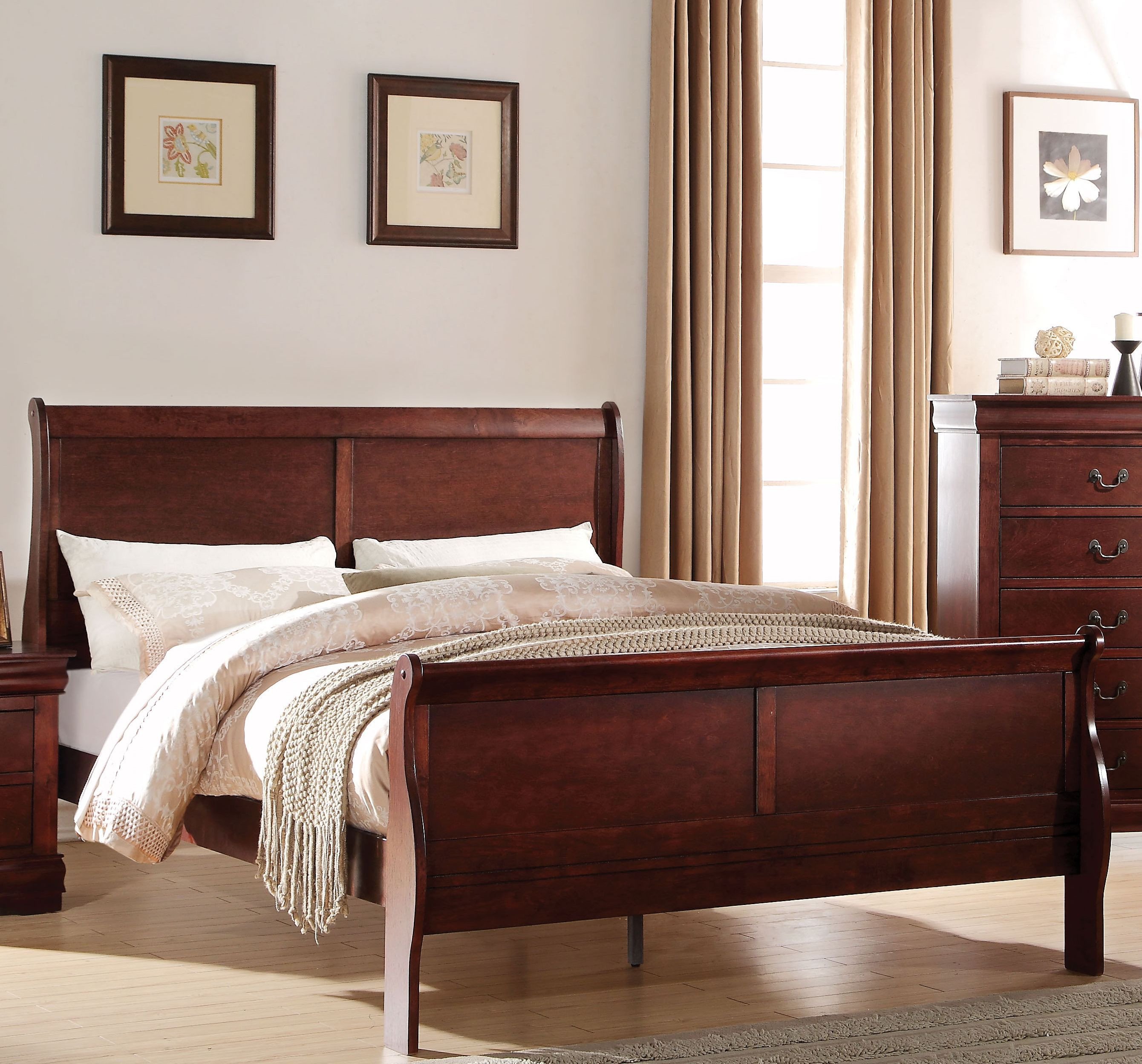 Solid Cherry Wood Bedroom Furniture Beautiful Acme Louis Philippe Queen Panel Bed In Cherry Q