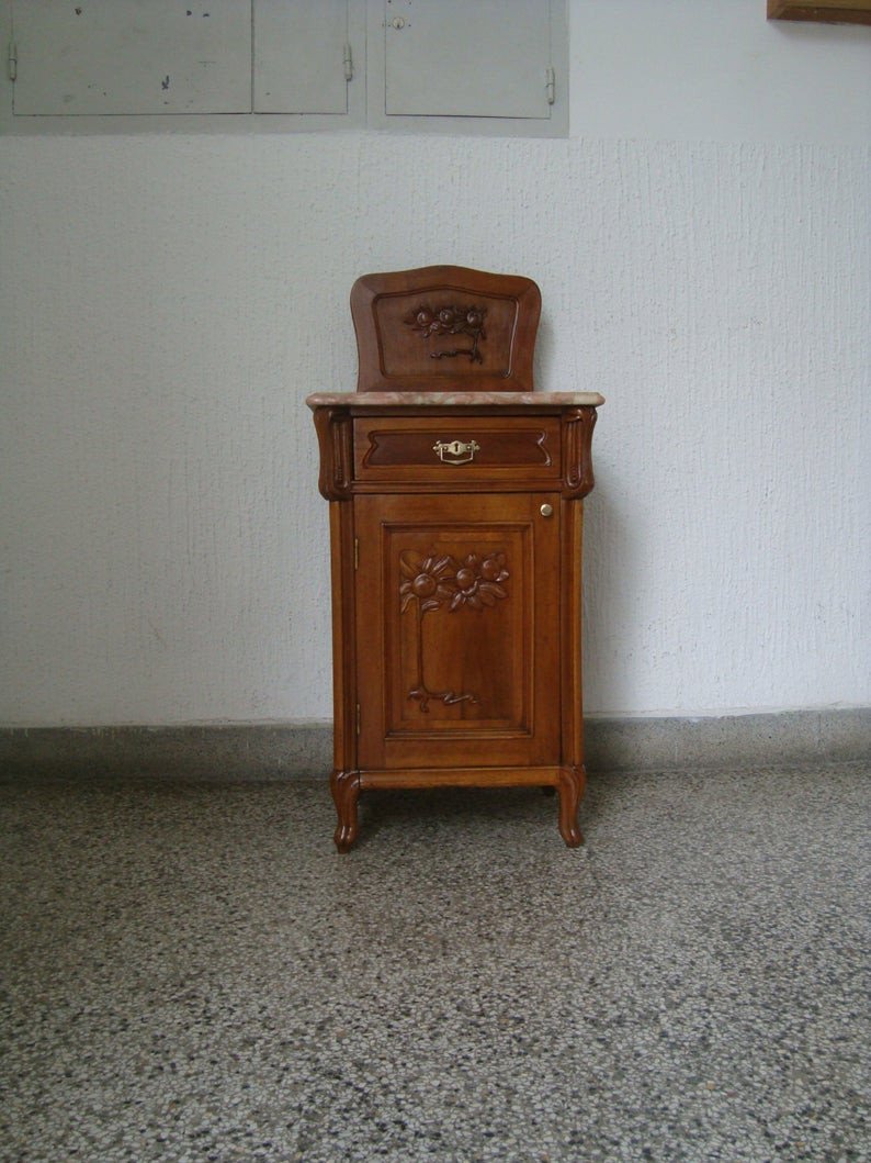 Solid Cherry Wood Bedroom Furniture New Art Nouveau Nightstand 1905