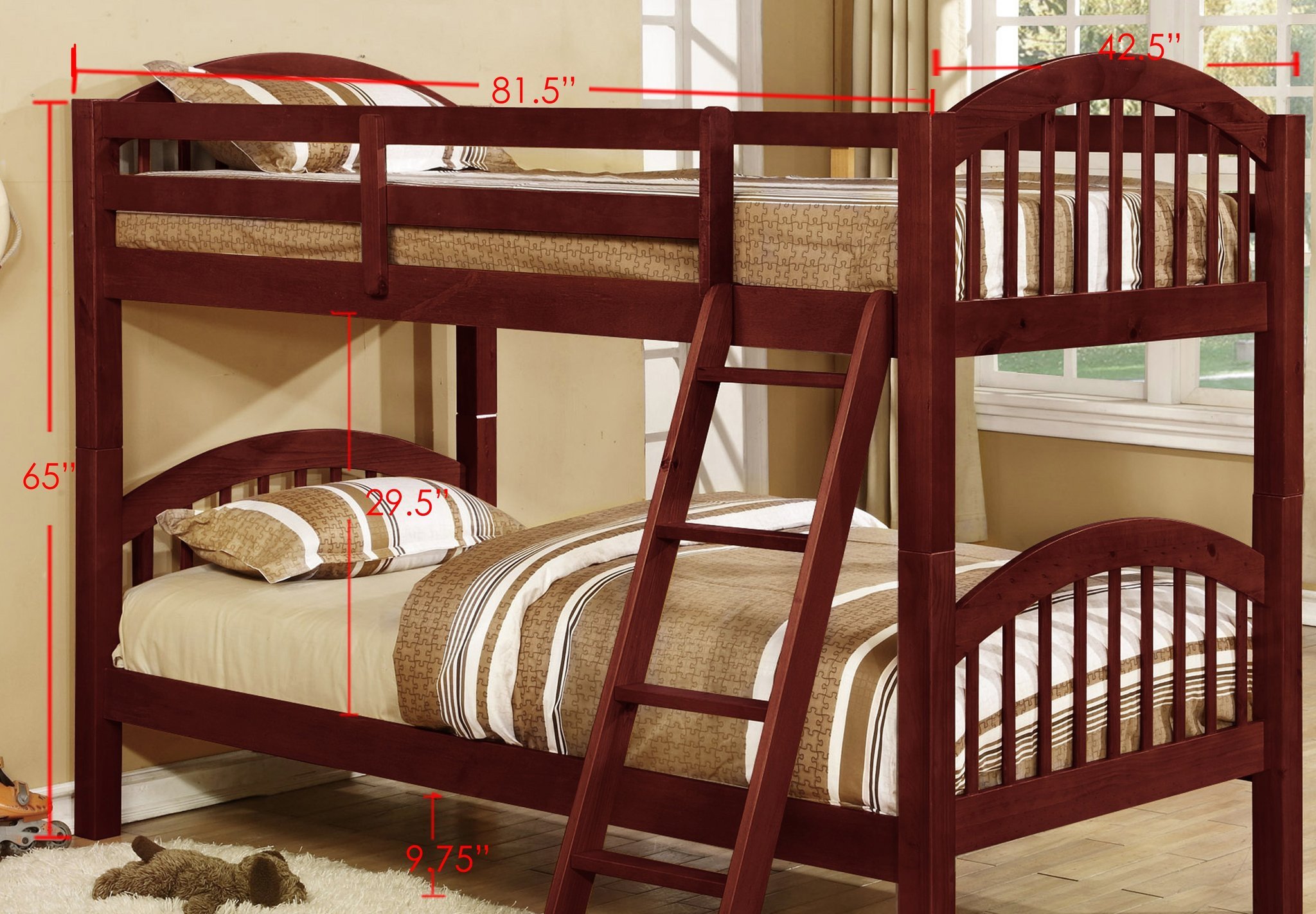 Solid Cherry Wood Bedroom Furniture Unique Beth Bunk Bed Twin Over Twin Cherry Wood Arched Headboard