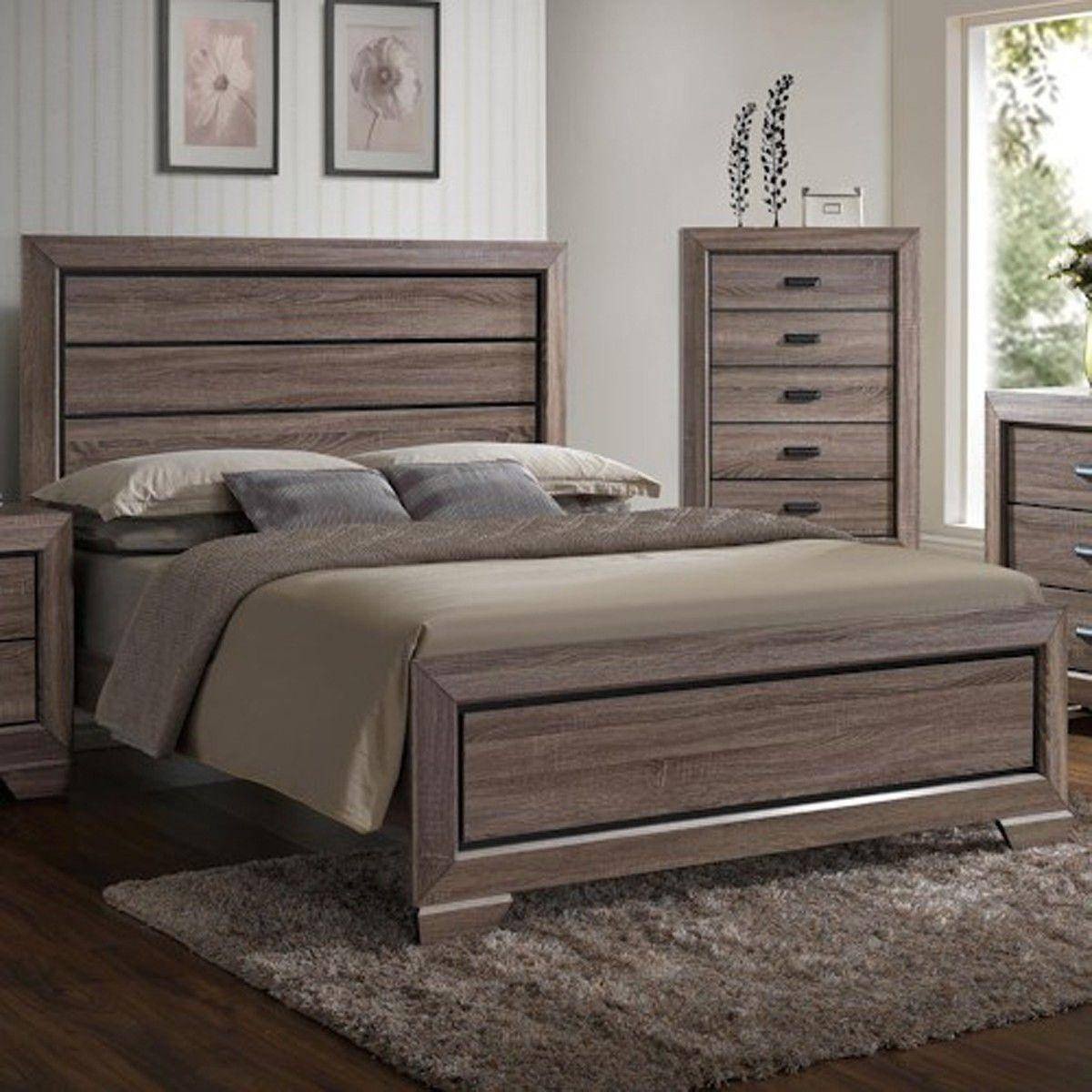 Solid Oak Bedroom Set Luxury Crown Mark B5500 Farrow Grey Brown Finish solid Wood Queen