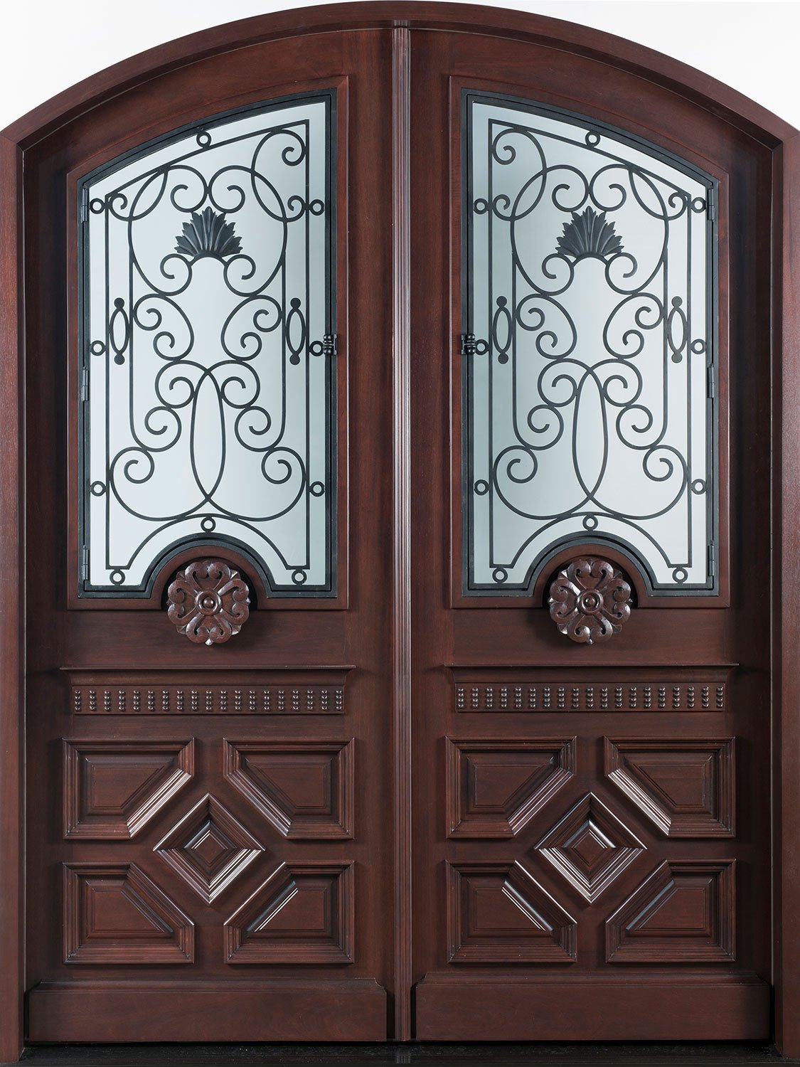 Solid Wood Bedroom Doors Luxury Front Door Custom Double solid Wood with Dark Mahogany