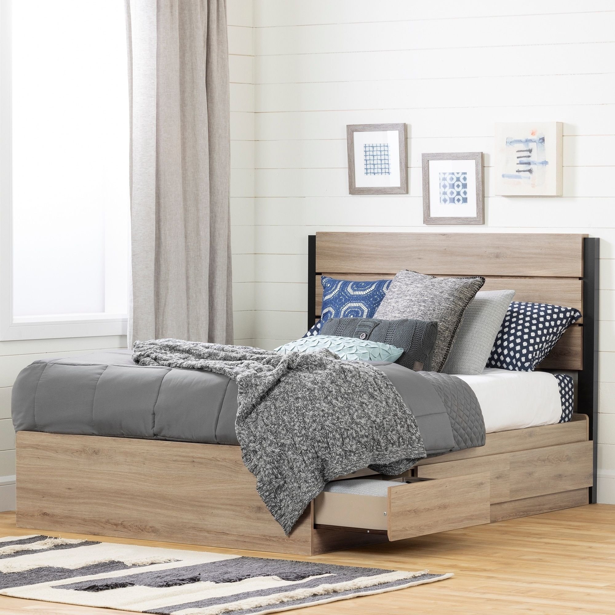 South Shore Bedroom Set Elegant south Shore Fakto Bed Set Bed and Headboard Rustic Oak