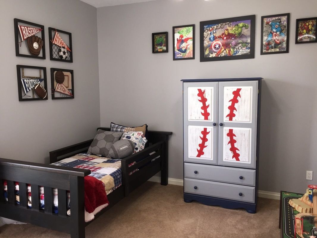 Sports Bedroom Decorating Ideas Awesome Little Boy Room toddler Decor Sports Superheroes and