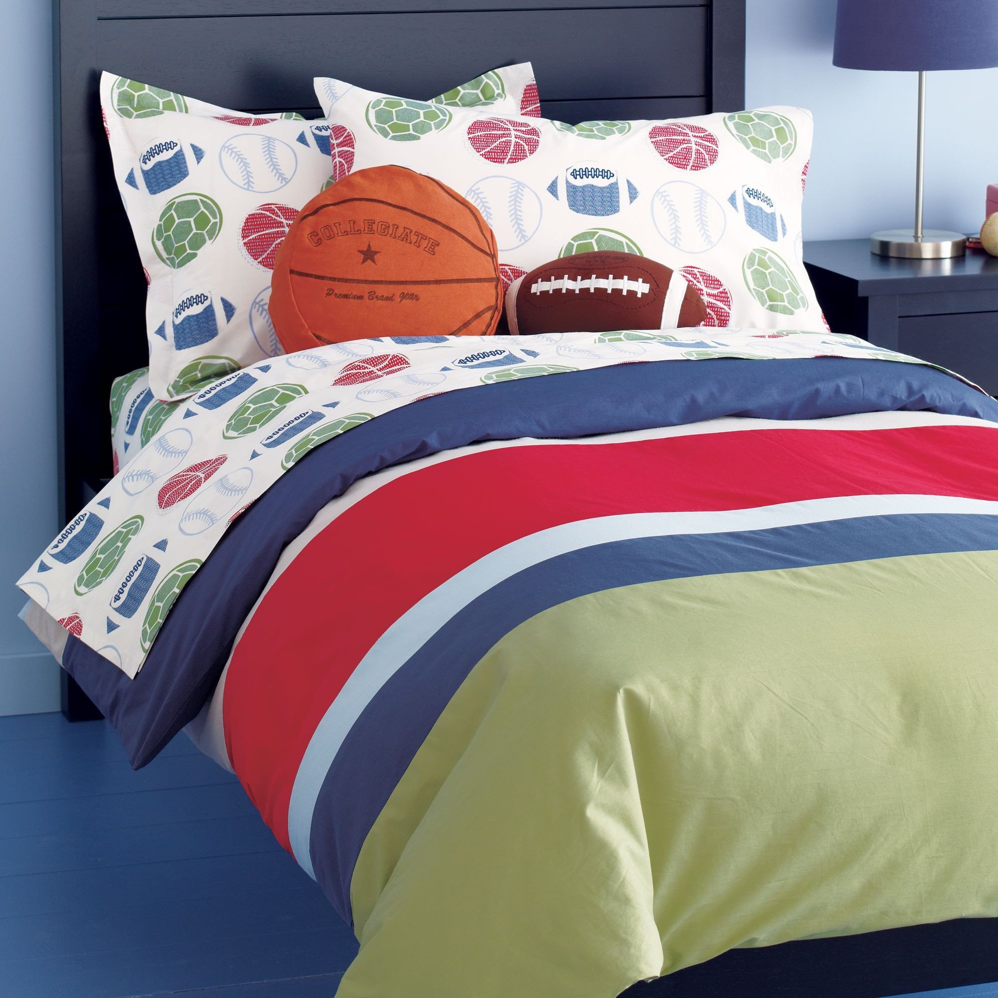 Sports Bedroom Decorating Ideas Fresh Sports Bedding Set Basketball Football Baseballs and