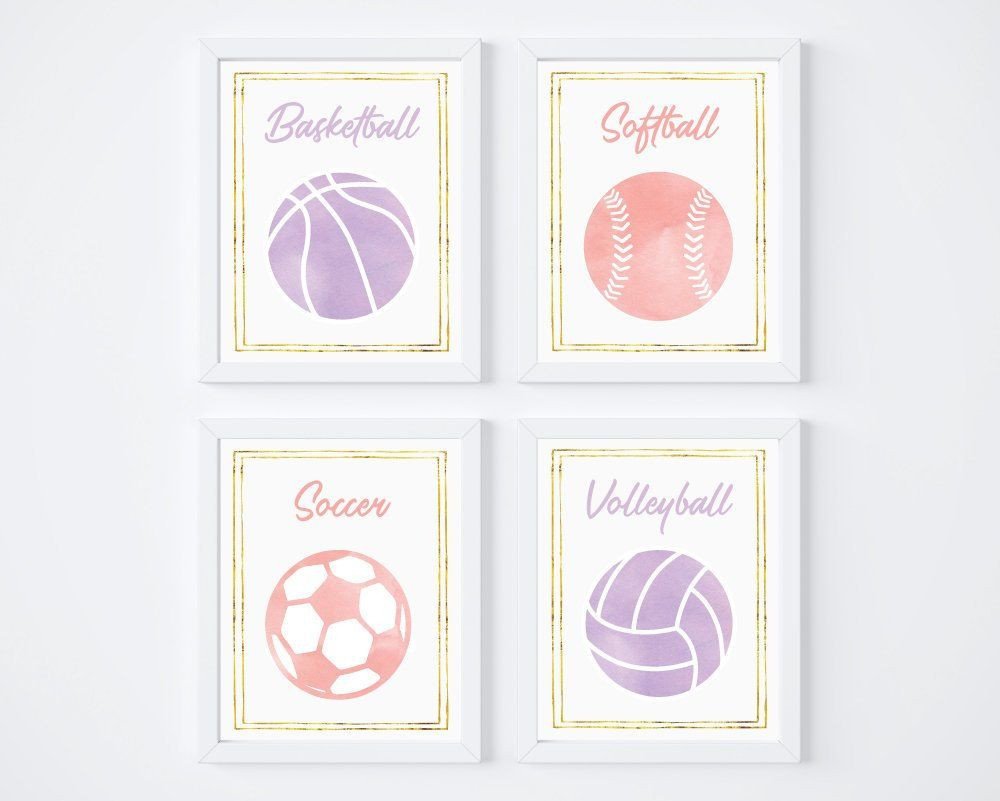 Sports themed Bedroom Decor New I Love these Pink and Purple Prints for A Girl S Sports